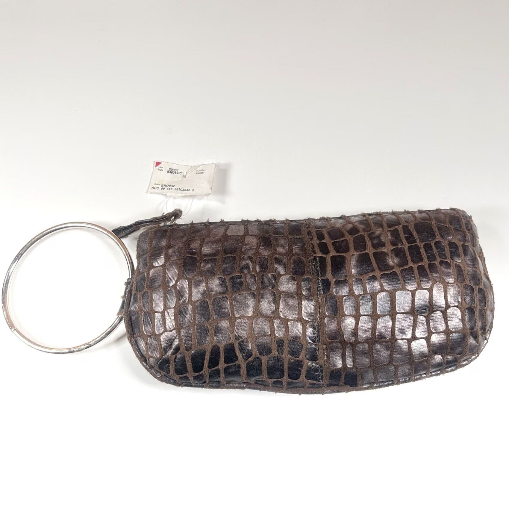 Human Made Unbranded Brown Small Zip Pouch Wallet Manmade Material Purse Hand Bag Purse Wallet Women Zip-Around XS S Brown Pattern Solid Credit Card ID Size ONE SIZE - 7 Thumbnail