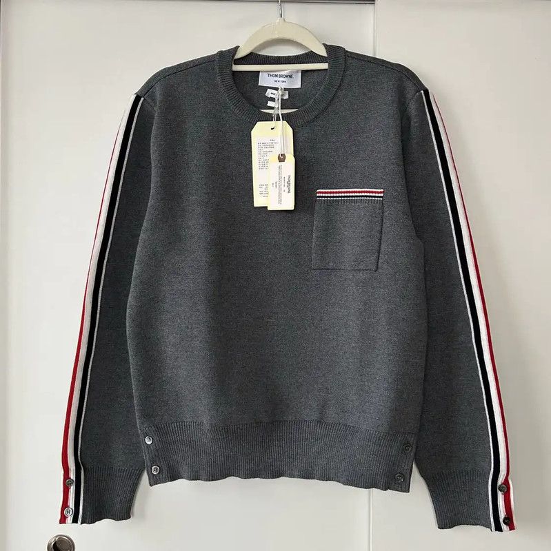 Thom Browne Thom Browne Grey Wool Long Sleeve Pullover 0089 Size US M / EU 48-50 / 2 - 1 Thumbnail