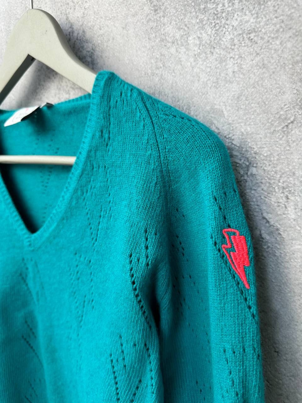 Other Scamp & Dude Teal Pointelle Knitted Jumper Sweater Size S / US 4 / IT 40 - 6 Thumbnail