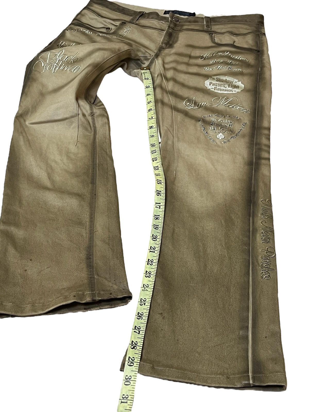 JACKROSE SICK🔥JACKROSE LUV MAISON WAXED EMBROIDERY FLARED JEANS Size US 33 - 15 Thumbnail