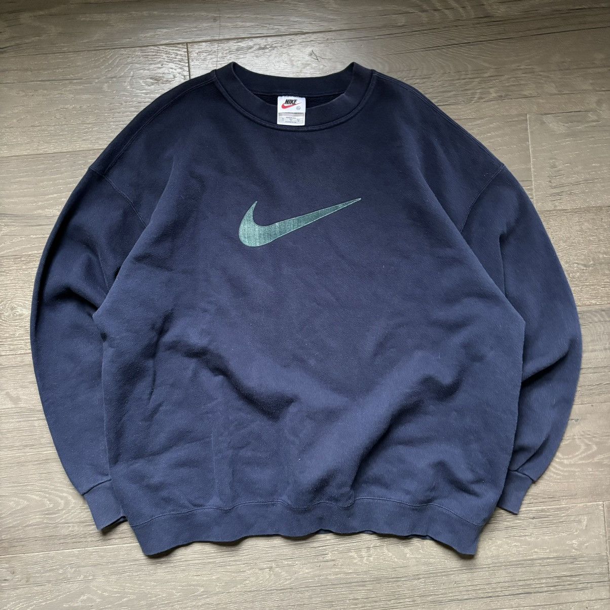 Nike Vintage 90s Nike Center Swoosh Blue Crewneck Sweatshirt Size US XL / EU 56 / 4 - 1 Thumbnail