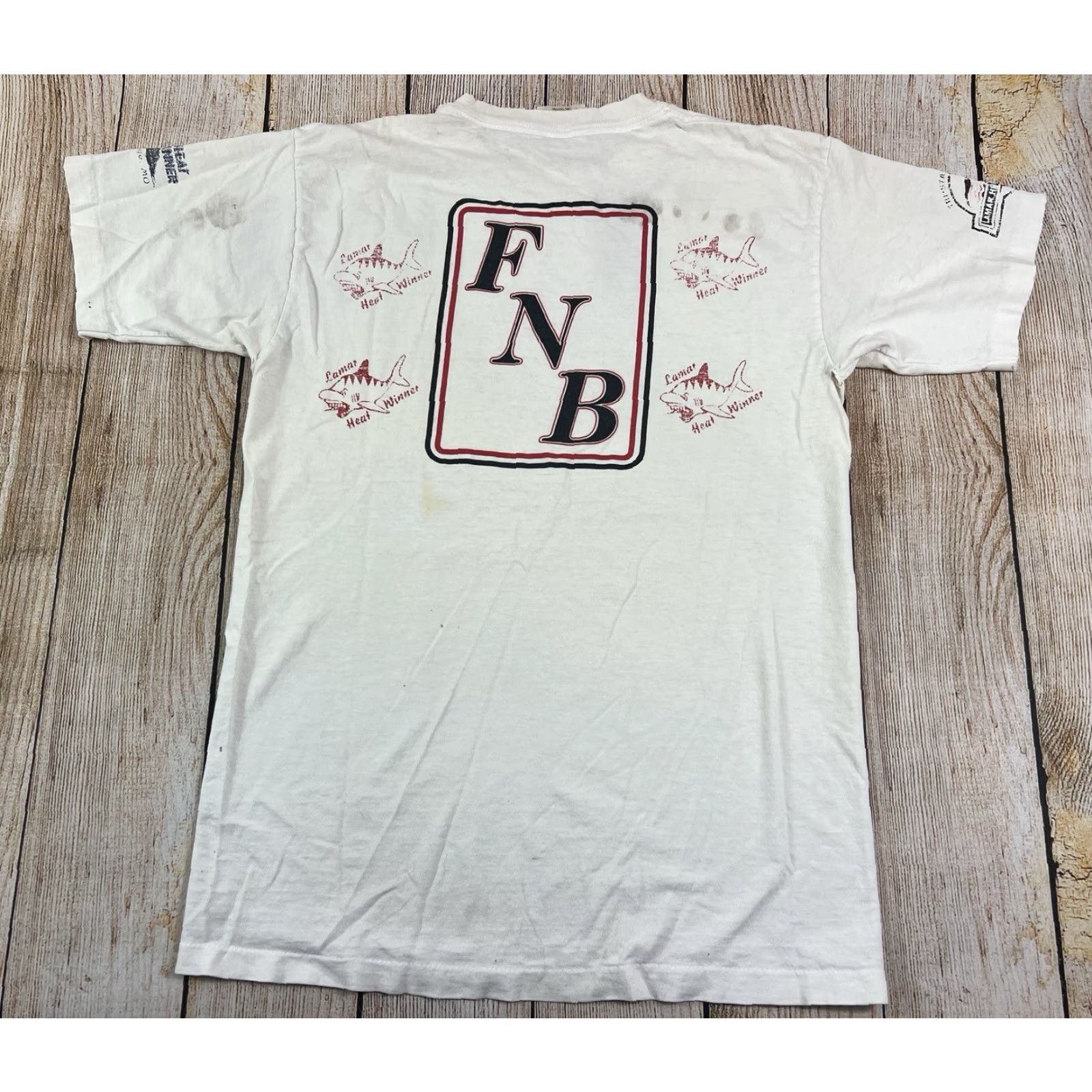 Vintage VINTAGE Prairie Mountain T-Shirt Shark Attack 90s Lamar Tiger Sharks Beach White Short Sleeve Graphic Print Size M Men Size US M / EU 48-50 / 2 - 2 Thumbnail