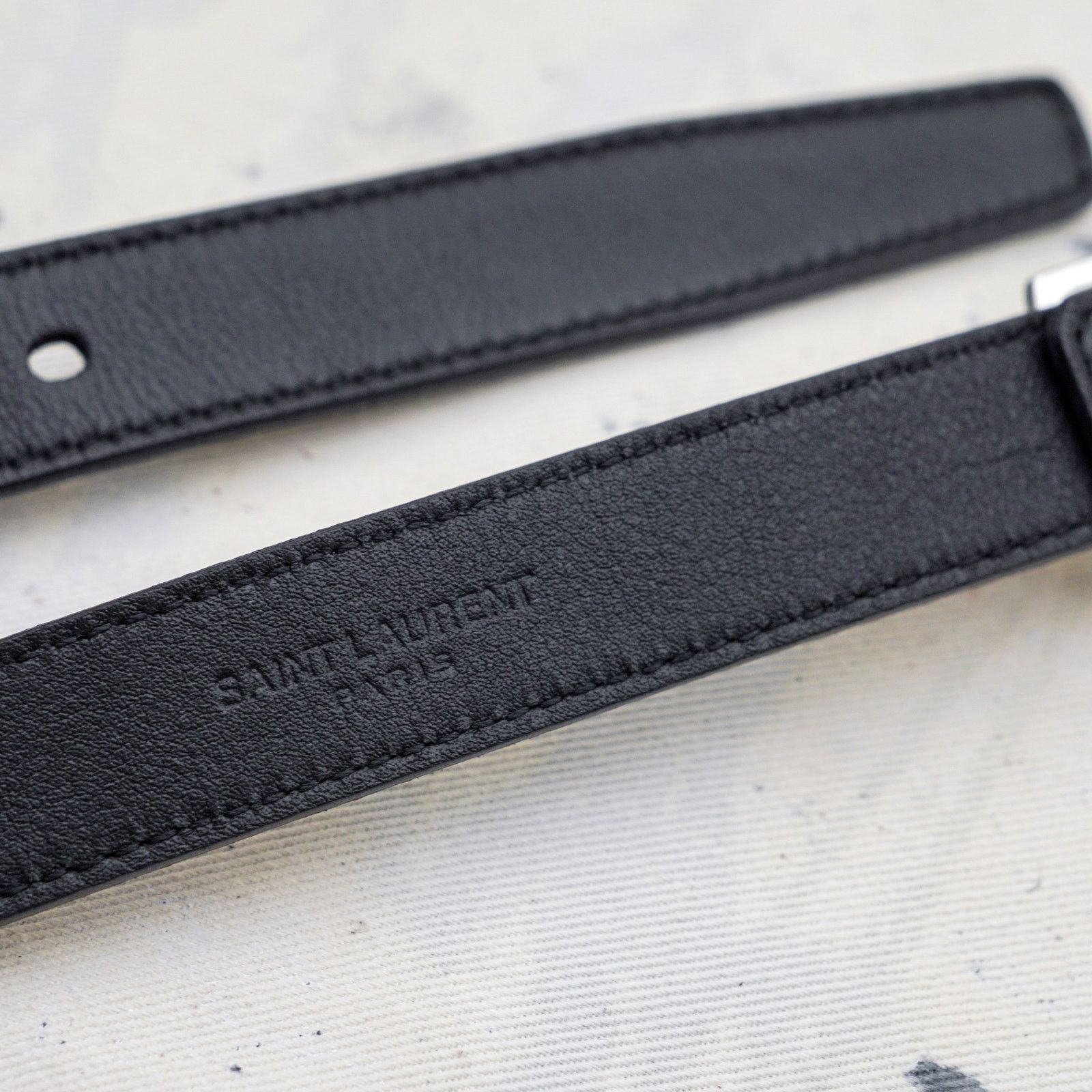 Saint Laurent Paris Saint laurent paris textured leather black women's belt Size ONE SIZE - 4 Thumbnail