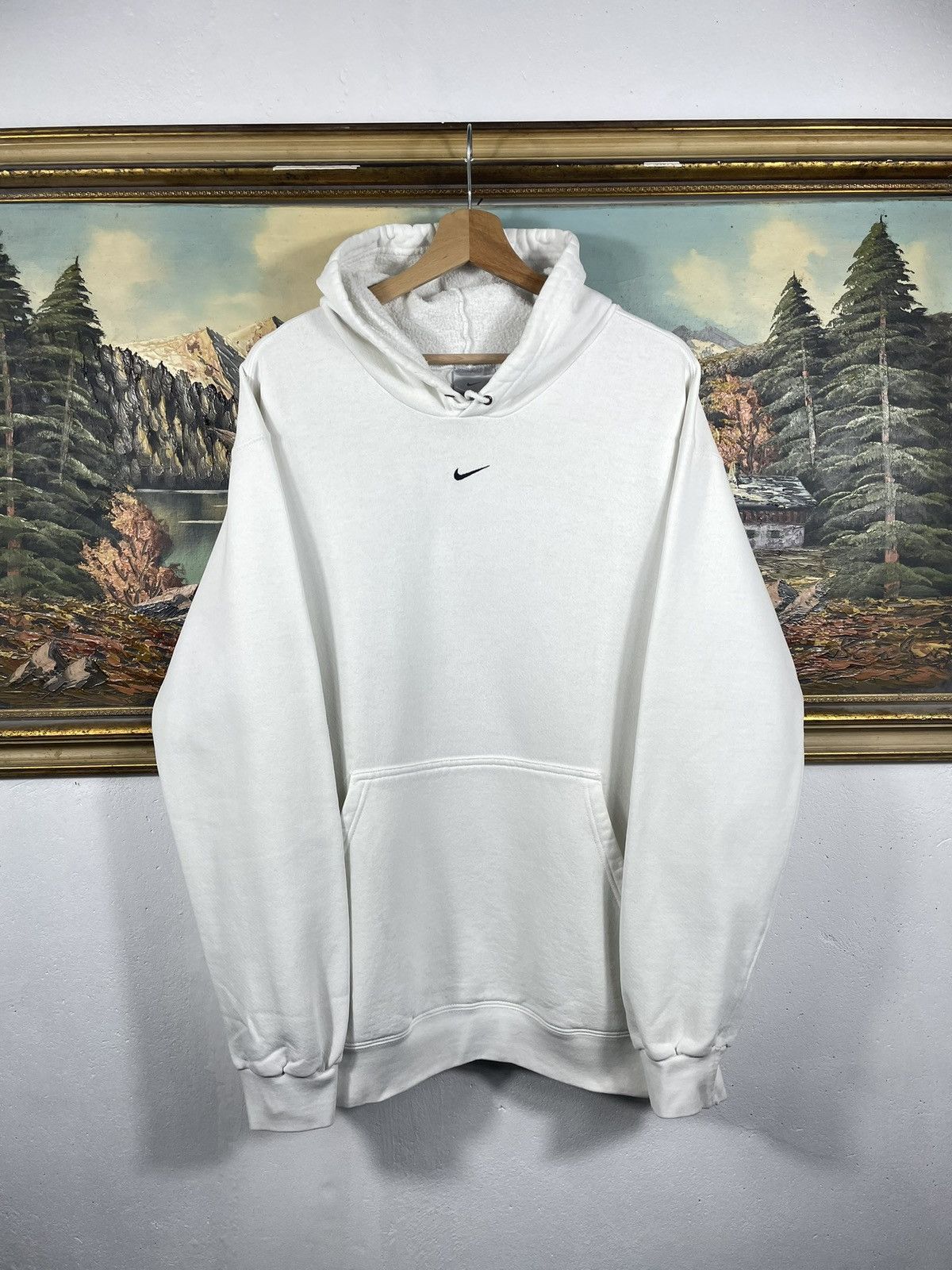 White Retro 90s Hoodie Nike Baggy Loose Oversize Vtg
