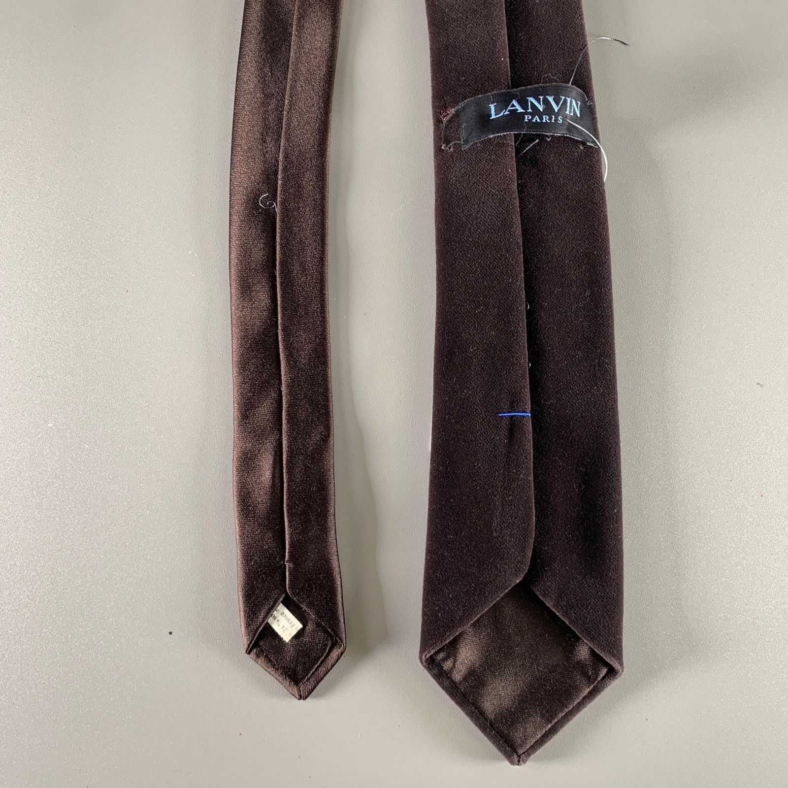 Lanvin LANVIN Brown Velvet Cotton Silk Tie Size ONE SIZE - 2 Thumbnail