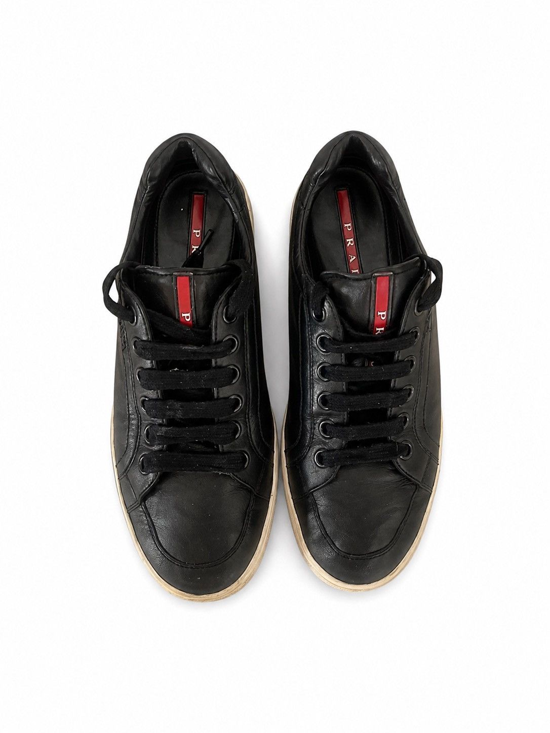 Prada Authentic Prada black leather low top sneakers Size US 7 / EU 40 - 1 Thumbnail