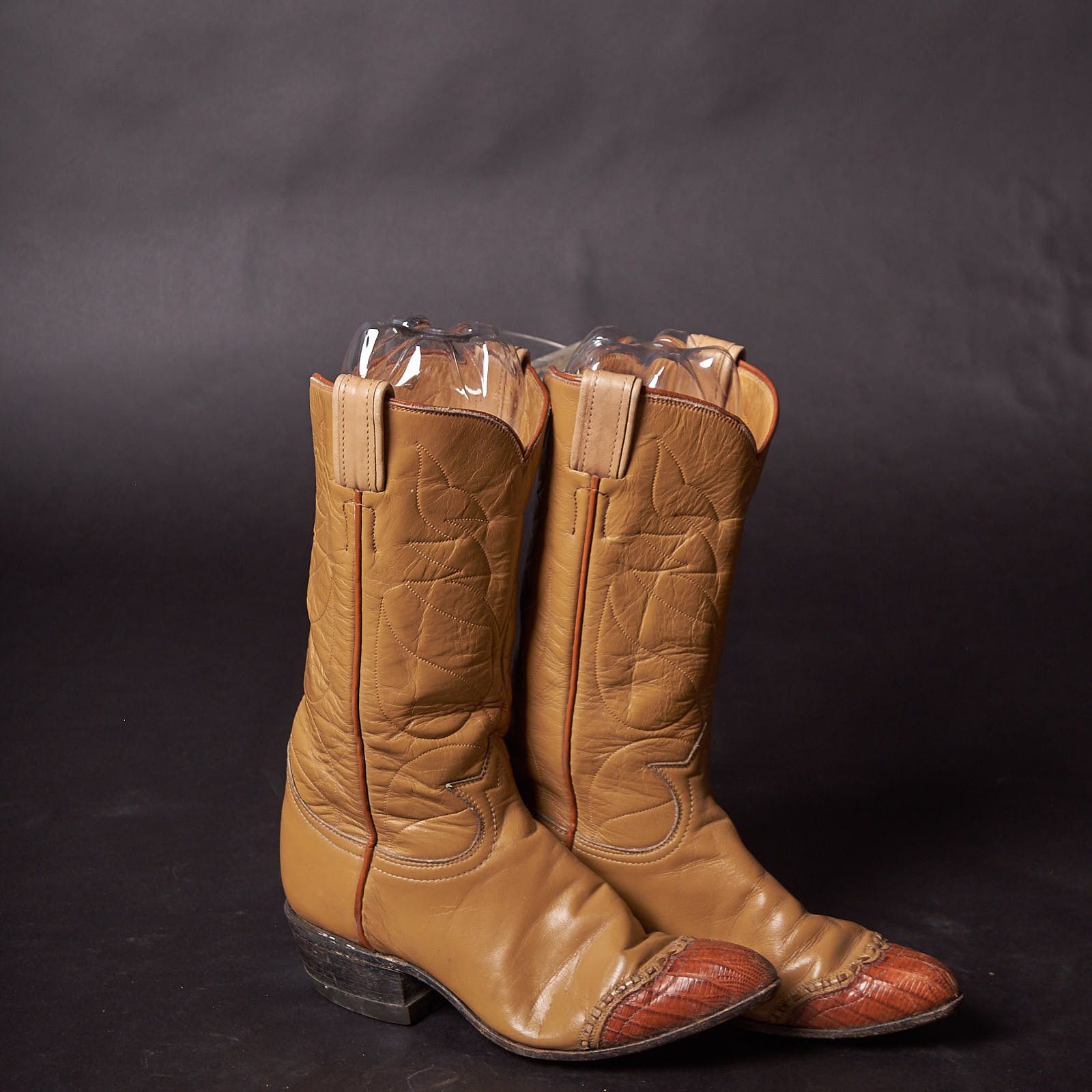 image of Vintage 1970S Tony Lama Cowboy Boots in Tan Brown, Women's (Size 4)