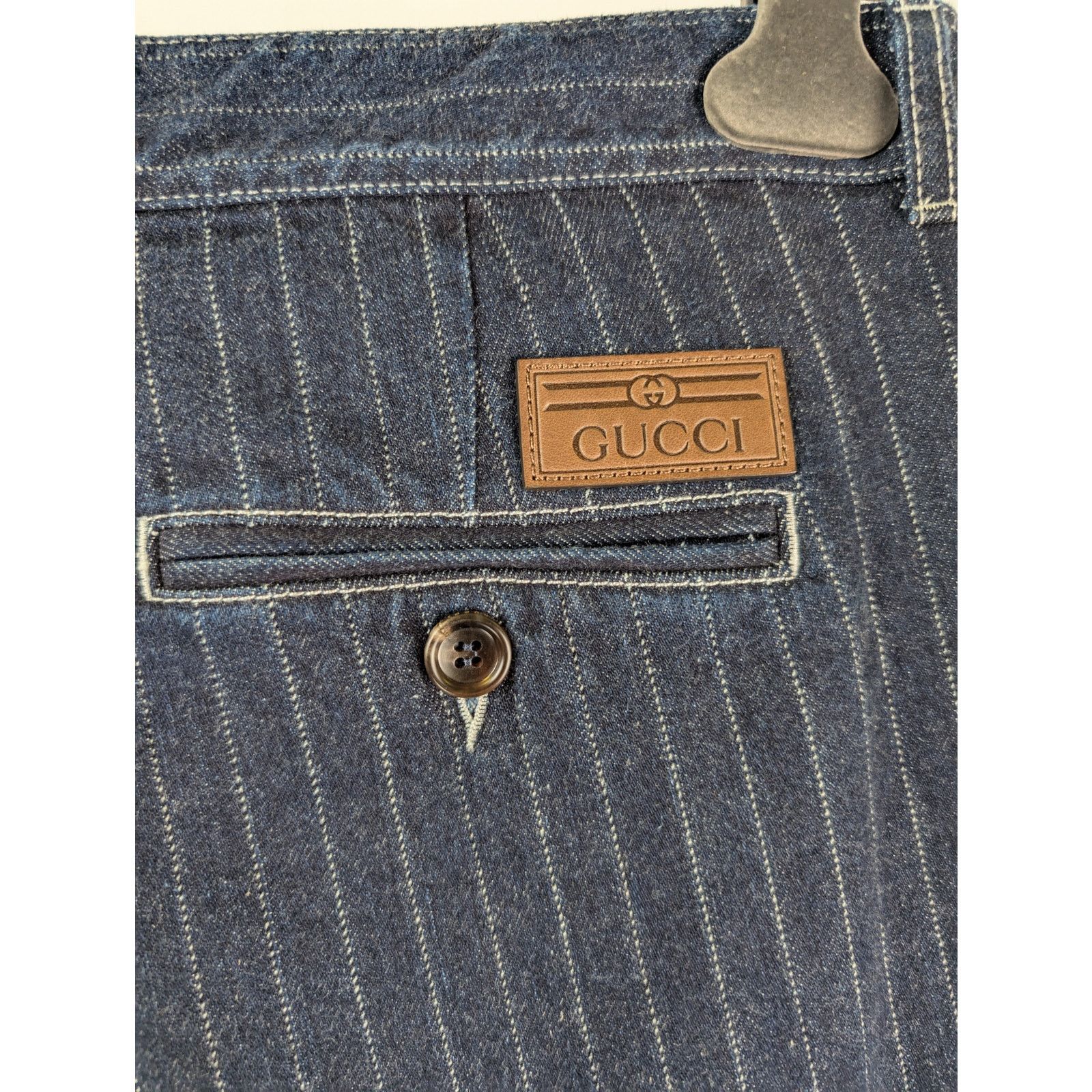 Gucci o1rshd1 Bermuda Eco Washed Striped Cotton Short in Dark Blue Size US 34 / EU 50 - 10 Thumbnail
