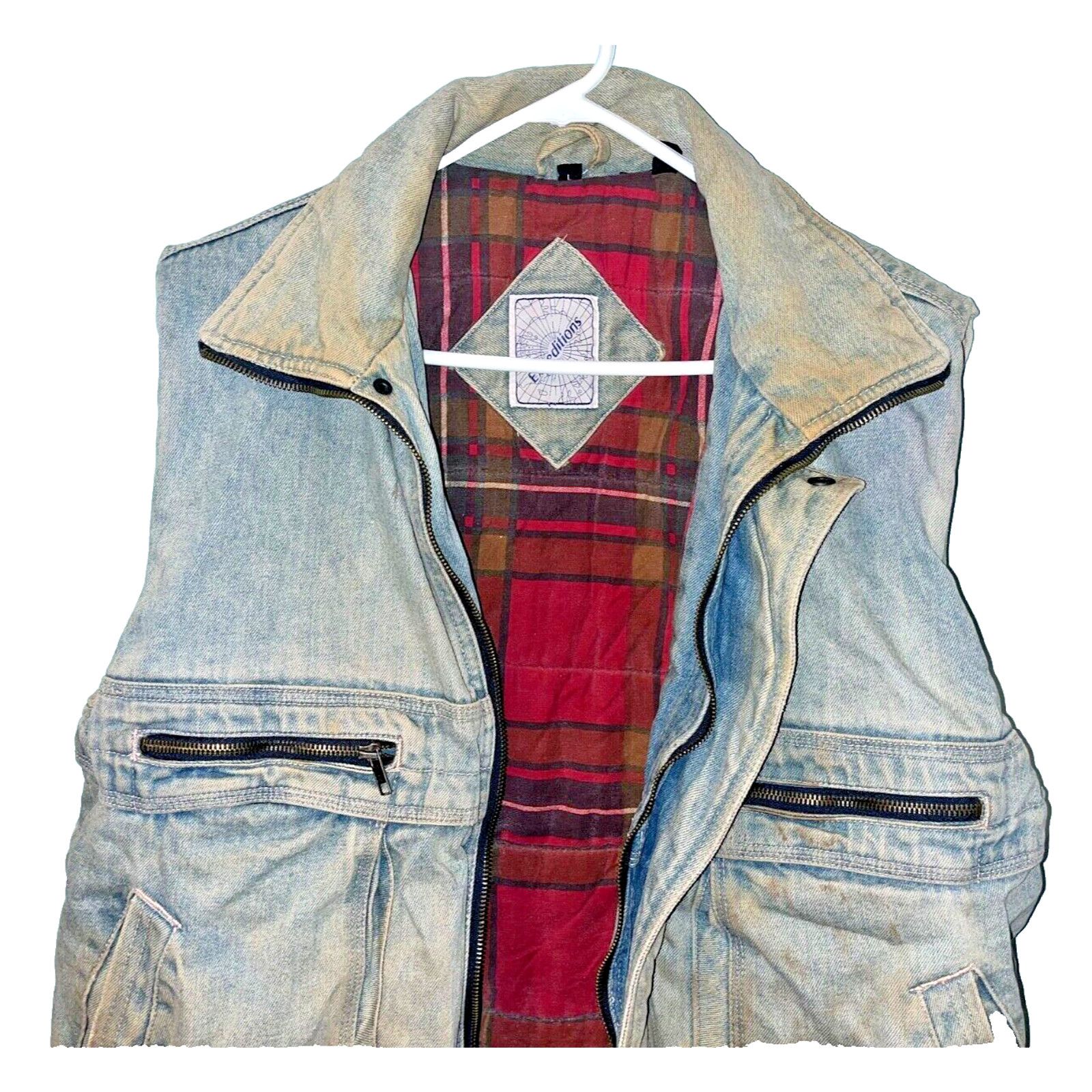 Other Expeditions Denim Vest Flannel Lined Distressed Men’s L Size US L / EU 52-54 / 3 - 6 Thumbnail
