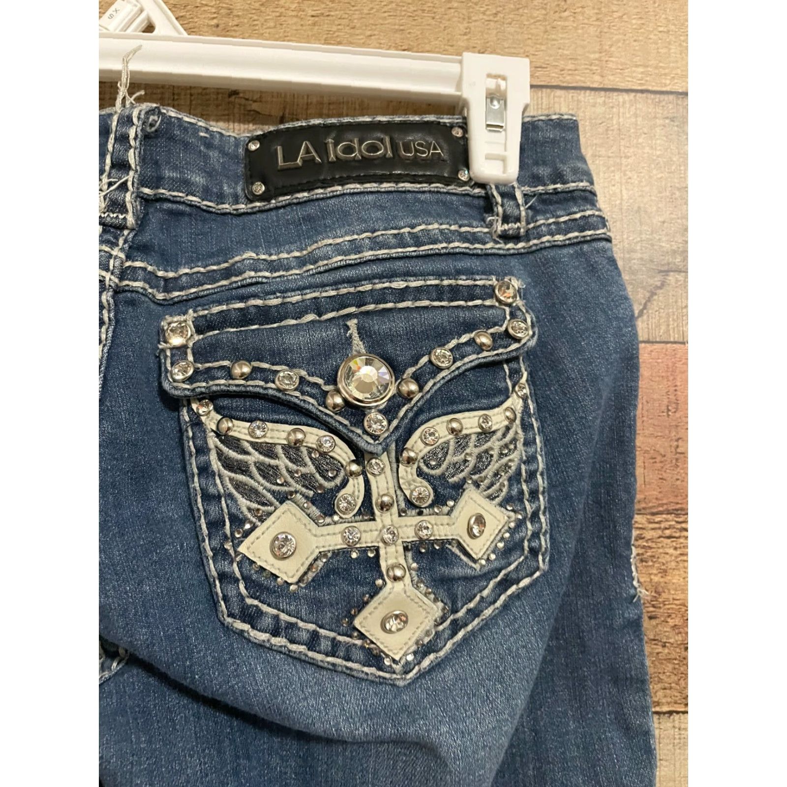 Vintage LA Idol Jeans Womens Bootcut Denim 5-Pocket Design Blue W31 L34 Sz 9 Flat Front Regular Rise Size 30" / US 8 / IT 44 - 6 Thumbnail