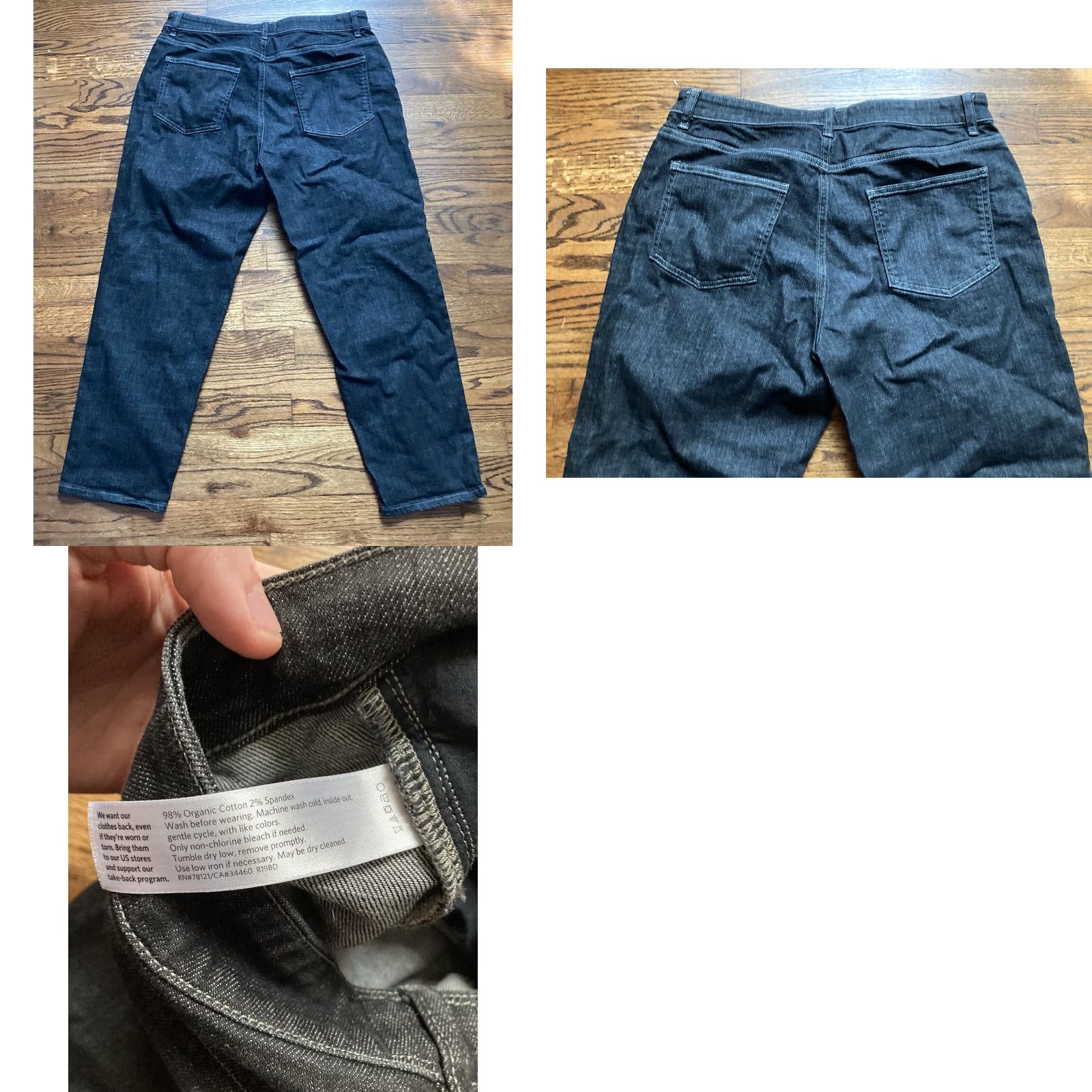 Eileen Fisher Eileen Fisher Jeans Womens Medium Black Denim Stretch Relaxed Straight Regular Pockets Solid Dark Vintage No Size 32" / US 10 / IT 46 - 8 Thumbnail