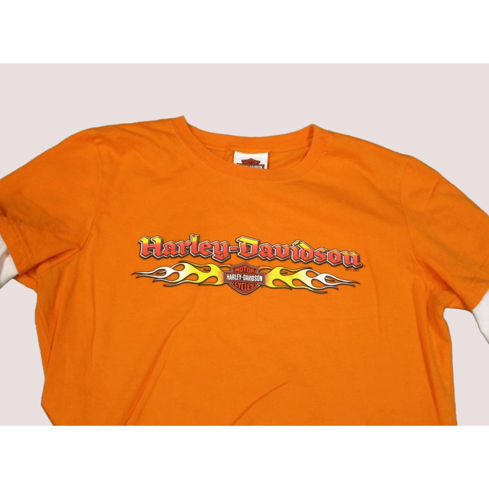 Harley Davidson Harley-Davidson Shirt Women Small Orange Long Sleeve Flames Size S / US 4 / IT 40 - 1 Thumbnail