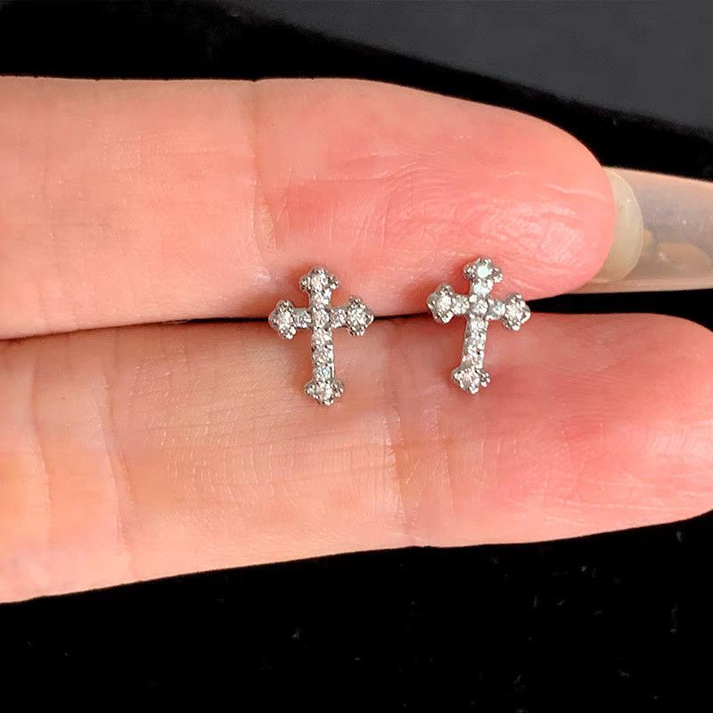 Jewelry × Sterling Silver Cross Retro Earrings One Pairs Chrome Jewelry Size ONE SIZE - 6 Thumbnail