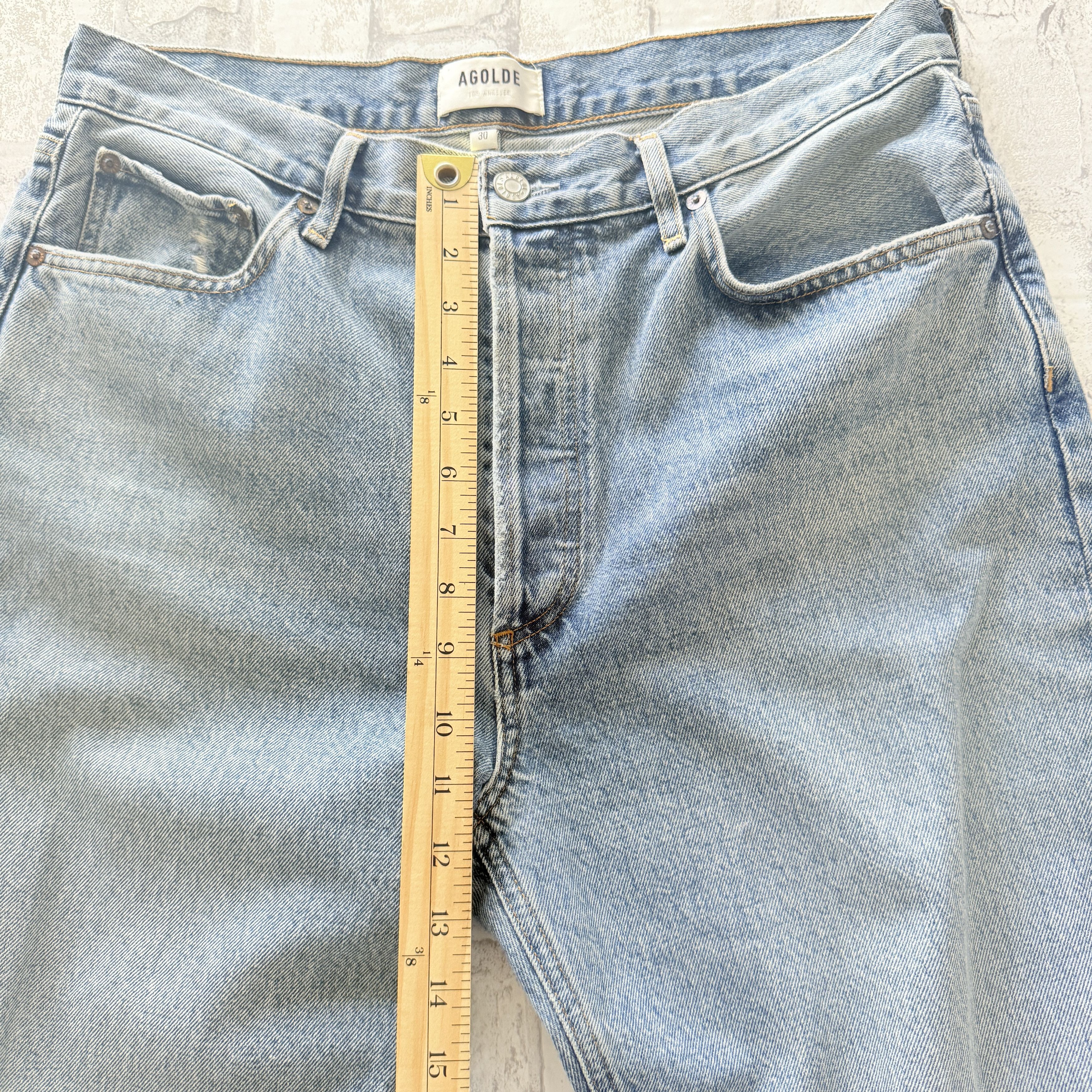 Agolde AGOLDE Riley High Rise Straight Crop Jean Distressed Cotton Size 32" / US 10 / IT 46 - 9 Thumbnail