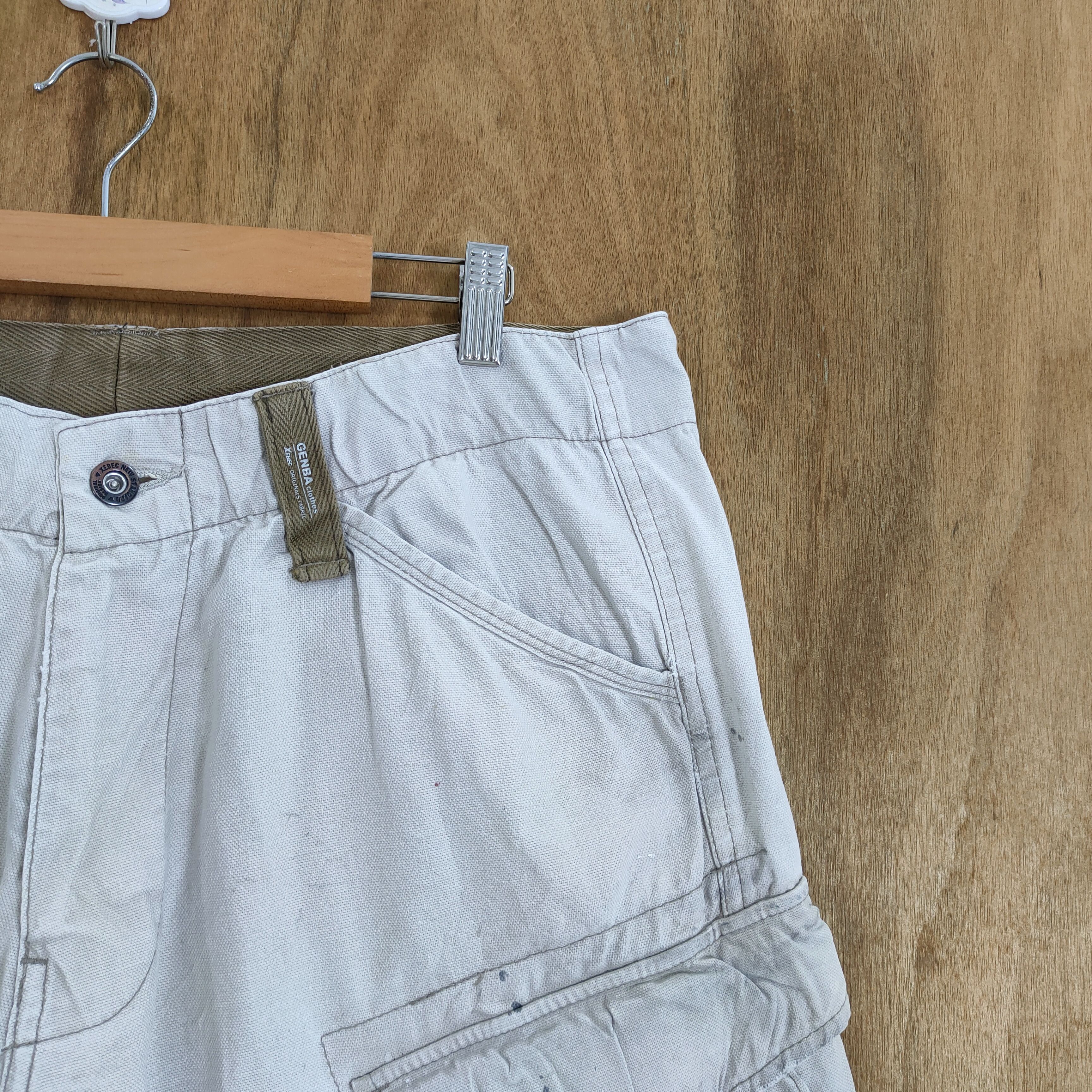Japanese Brand VINTAGE GENBA DISTRESSED FADED WHITE BAGGY CARGO PANTS Size US 34 / EU 50 - 5 Thumbnail