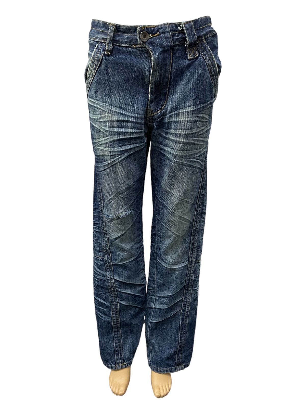 GOSTAR DE FUGA Vintage Soda Slanted Flat Seam 3D Claw Mark Loose Jeans Size US 31 - 3 Thumbnail