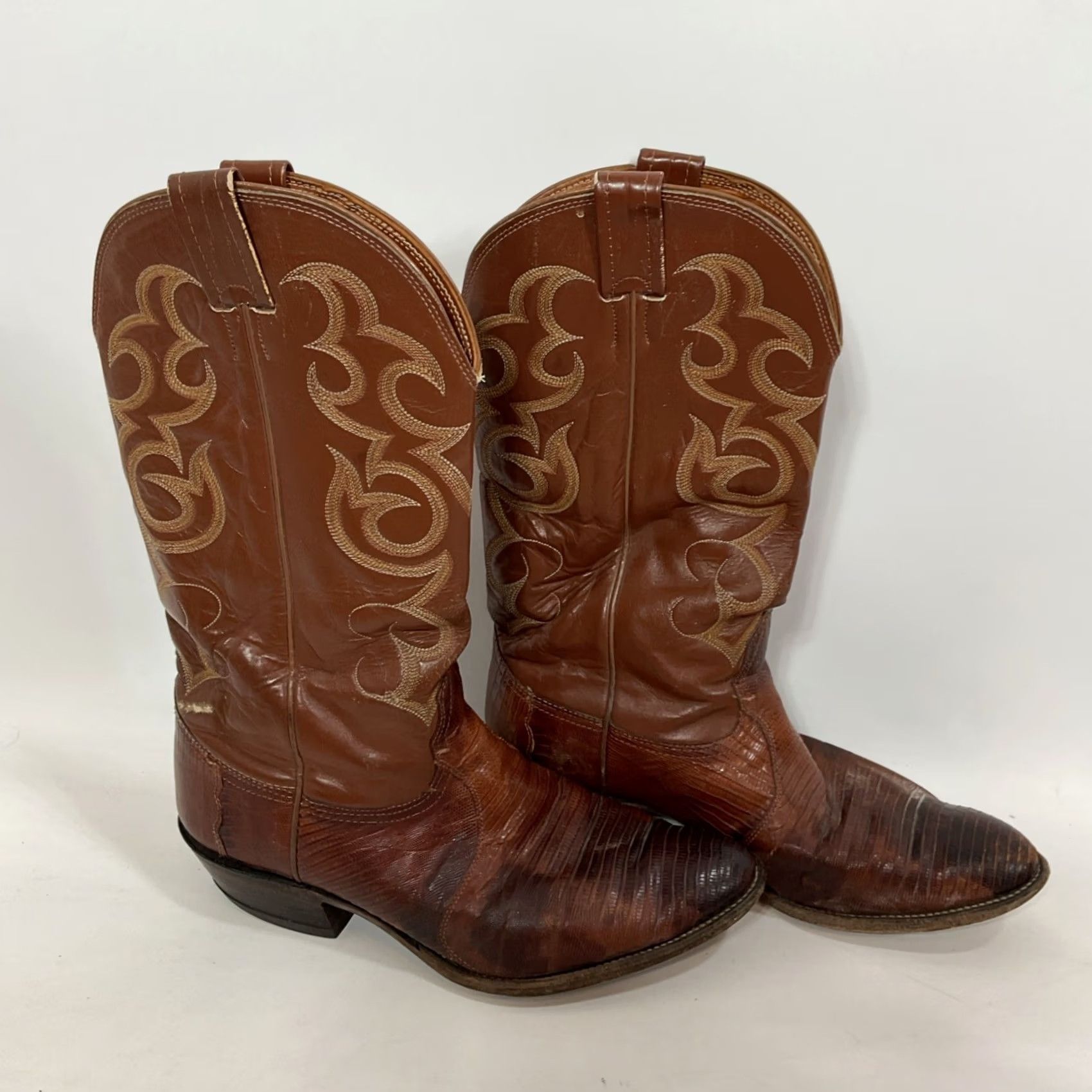 Vintage VINTAGE Nocona Boots Cowboy Boots Western Boots Ladies Brown Alligator Python 7278 10D Women Leather Shaft 12" Heel 2" Pointed Toe Size US 10 / IT 40 - 5 Thumbnail