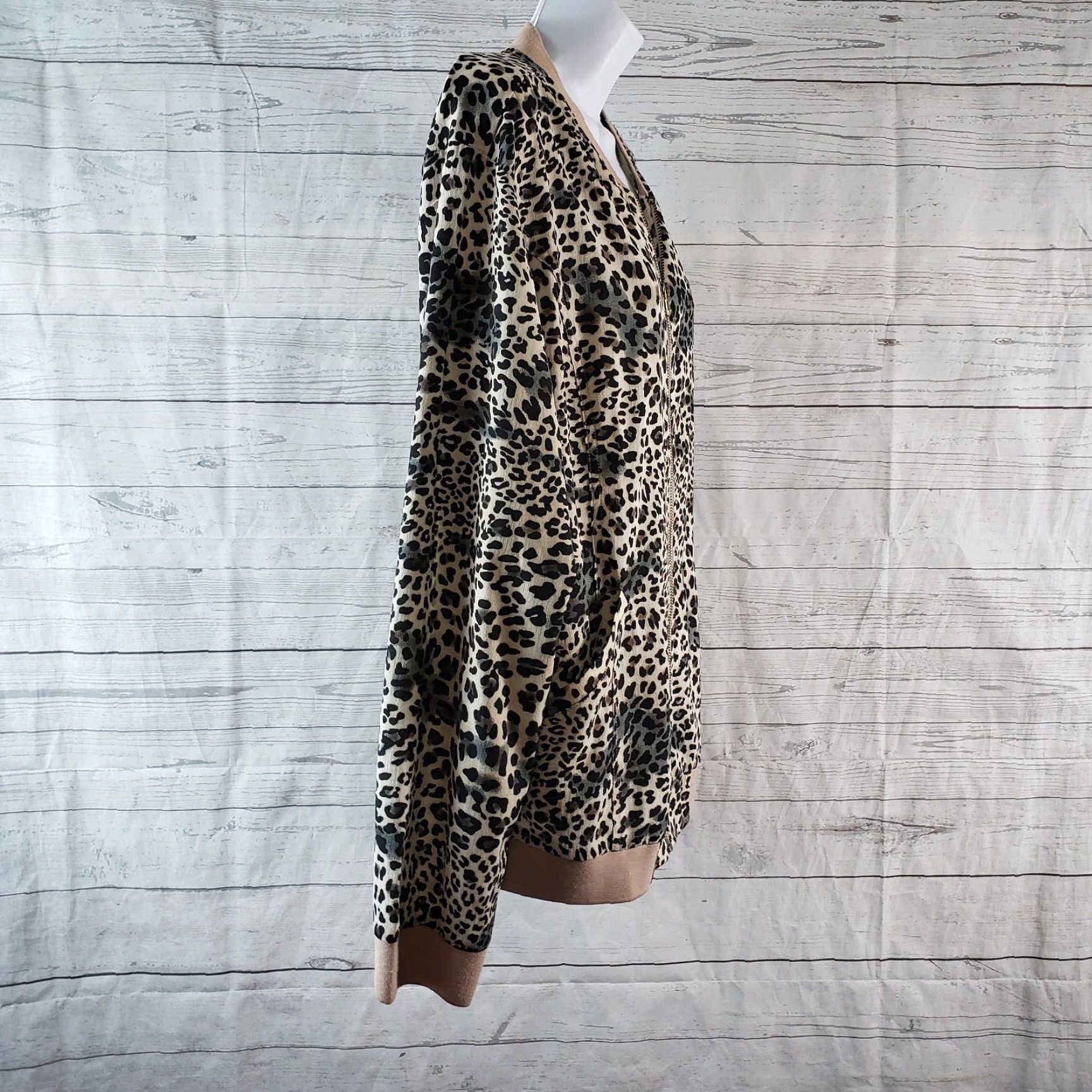 Vintage Kori America Womens Jacket sz Large Black Tan Animal Print Full Zip Size L / US 10 / IT 46 - 3 Thumbnail