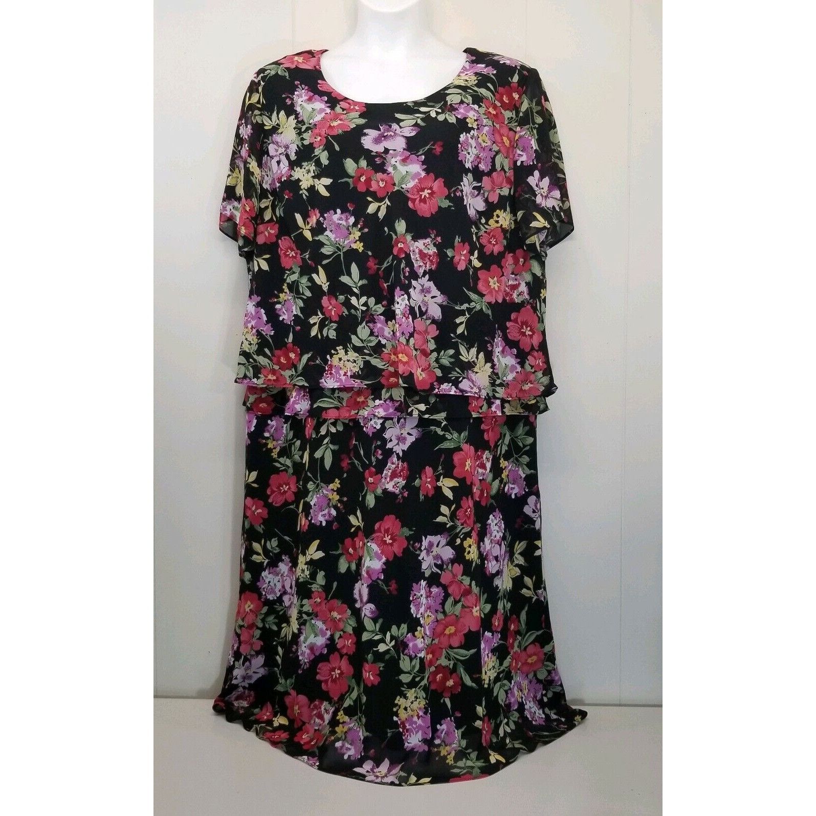 Other JBS 26WP Dress Floral Pink Purple Tiered Modest Church Long Size 4XL / US 24-26 - 1 Thumbnail