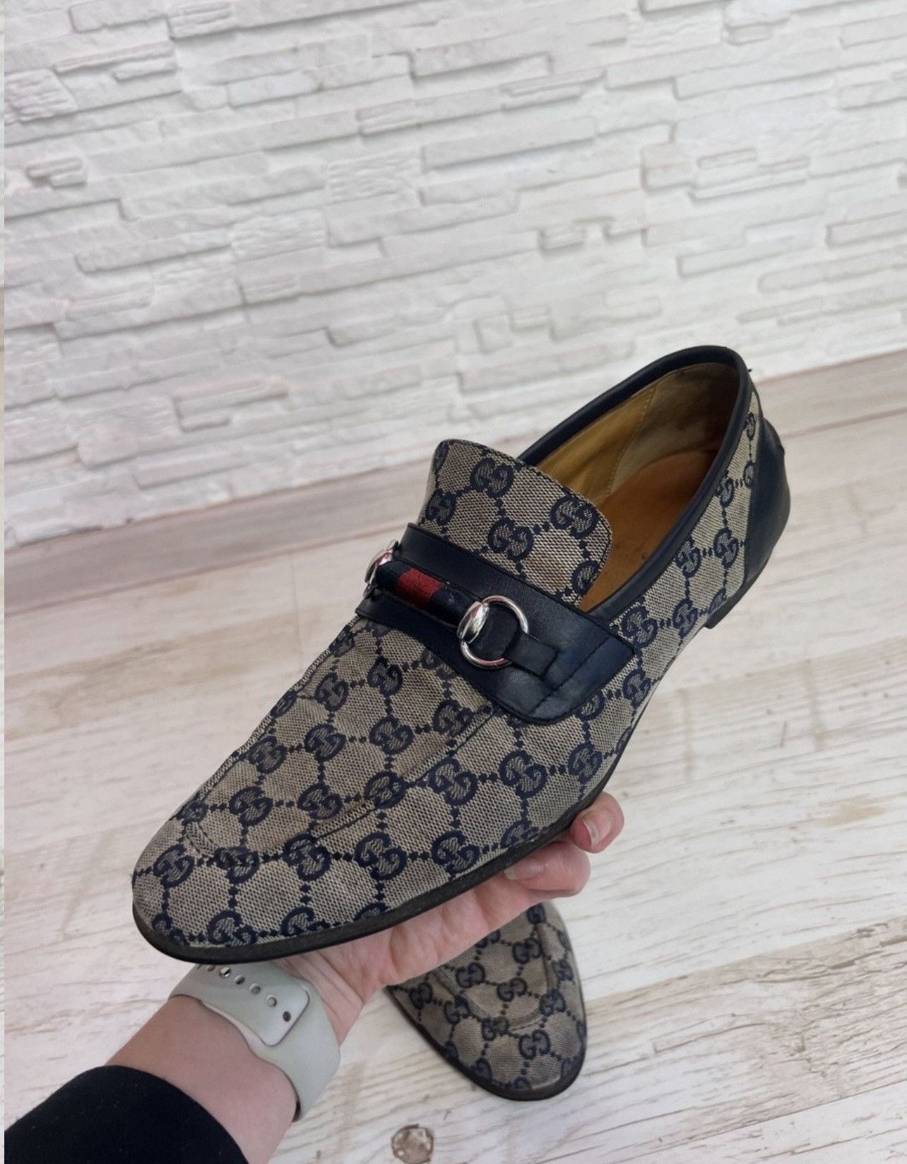 Gucci Gucci canvas GG monogram horsebit jordaan loafers slip on 41 Size US 8 / EU 41 - 10 Thumbnail
