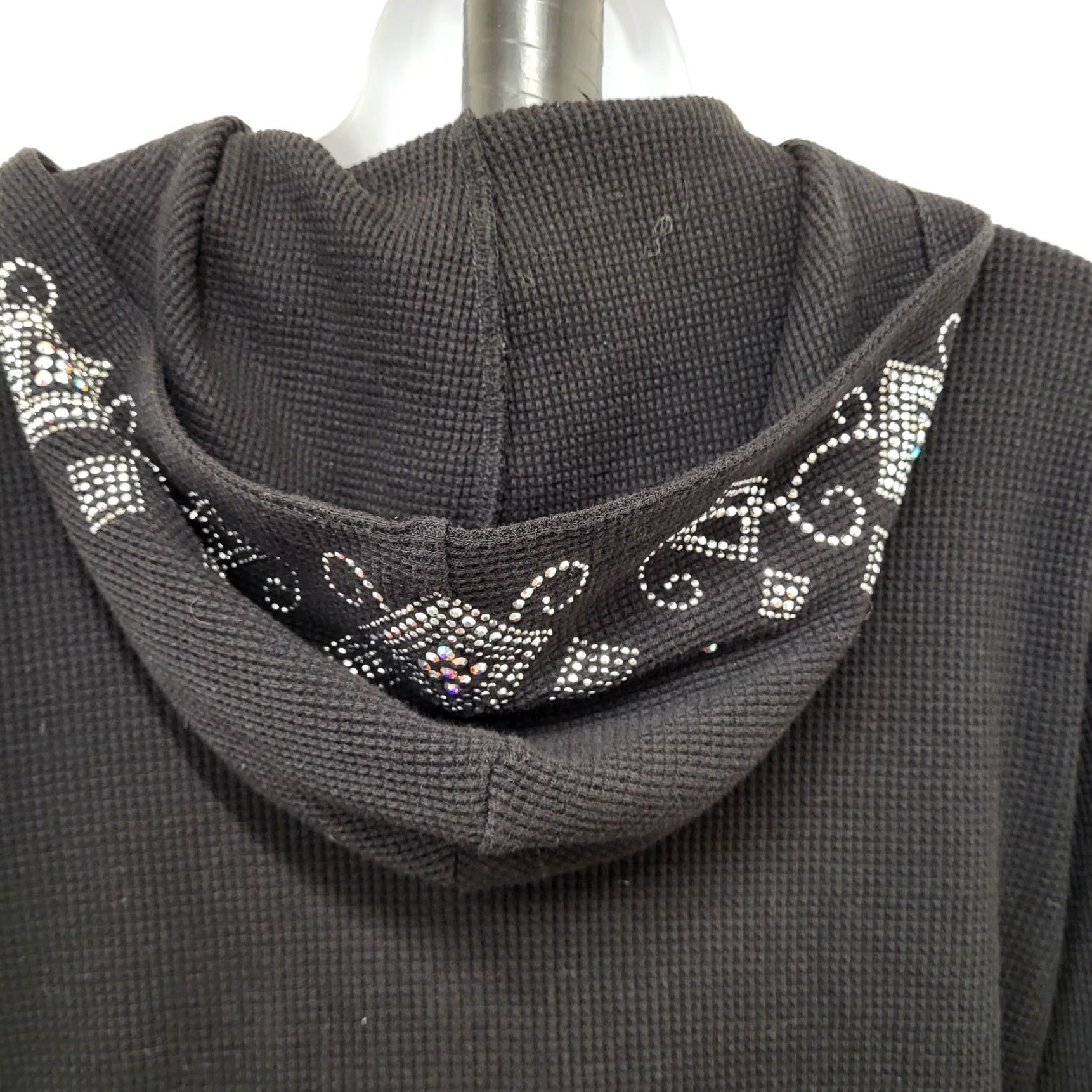 Swarovski Christine Alexander Jacket Women's Large Black Hooded Swarovski Crystals Studs Size L / US 10 / IT 46 - 6 Thumbnail