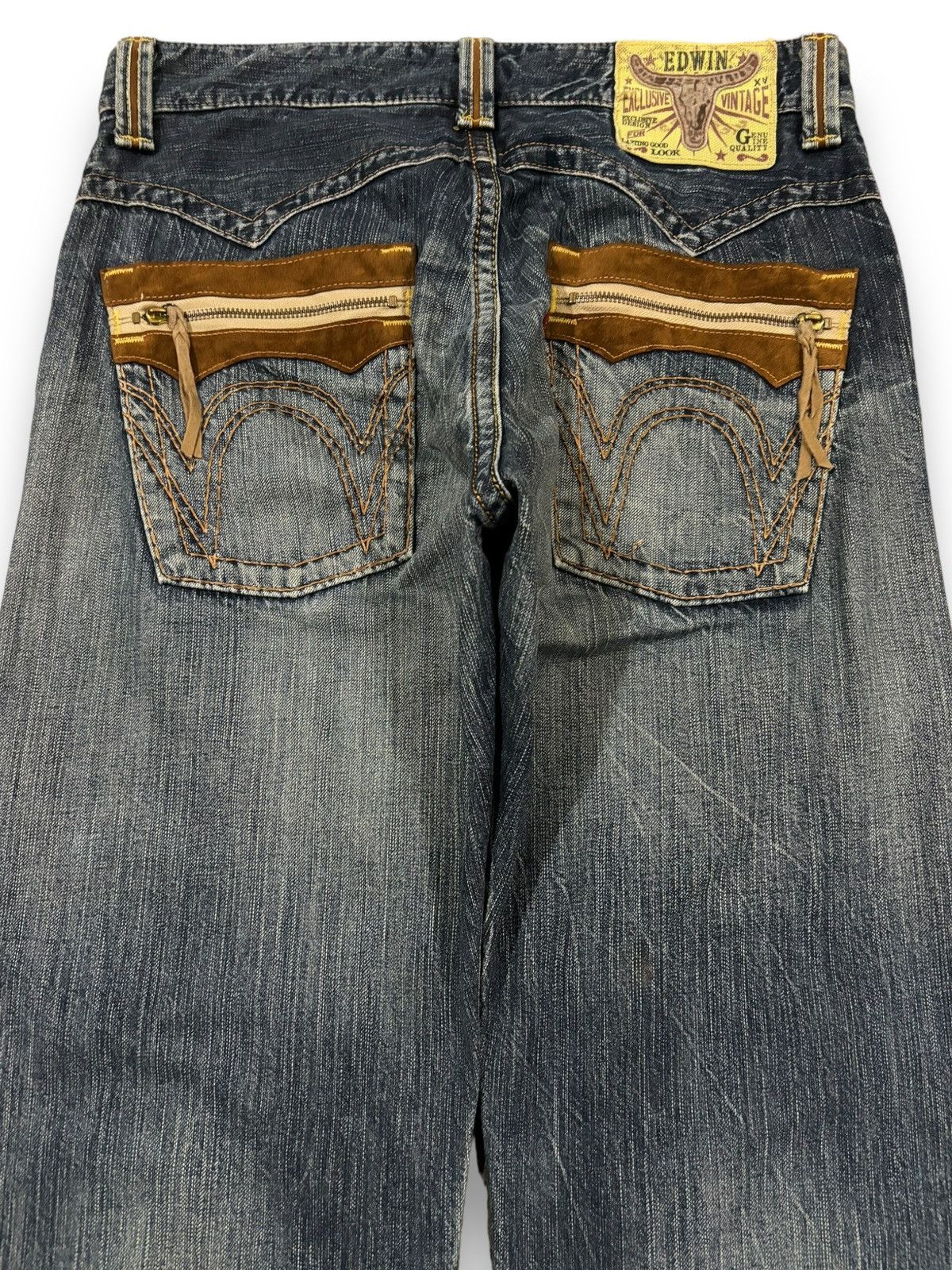 Edwin Exclusive Vintage Edwin XV Dirt Blue Wash Baggy Ripped Jeans Size US 33 - 12 Thumbnail