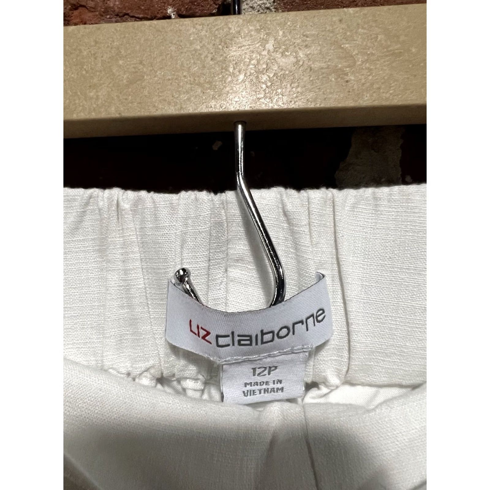 Liz Claiborne Liz Claiborne Womens White Cropped Linen Pull On Pants Petite Size 12 Size 34" / US 12 / IT 48 - 3 Thumbnail