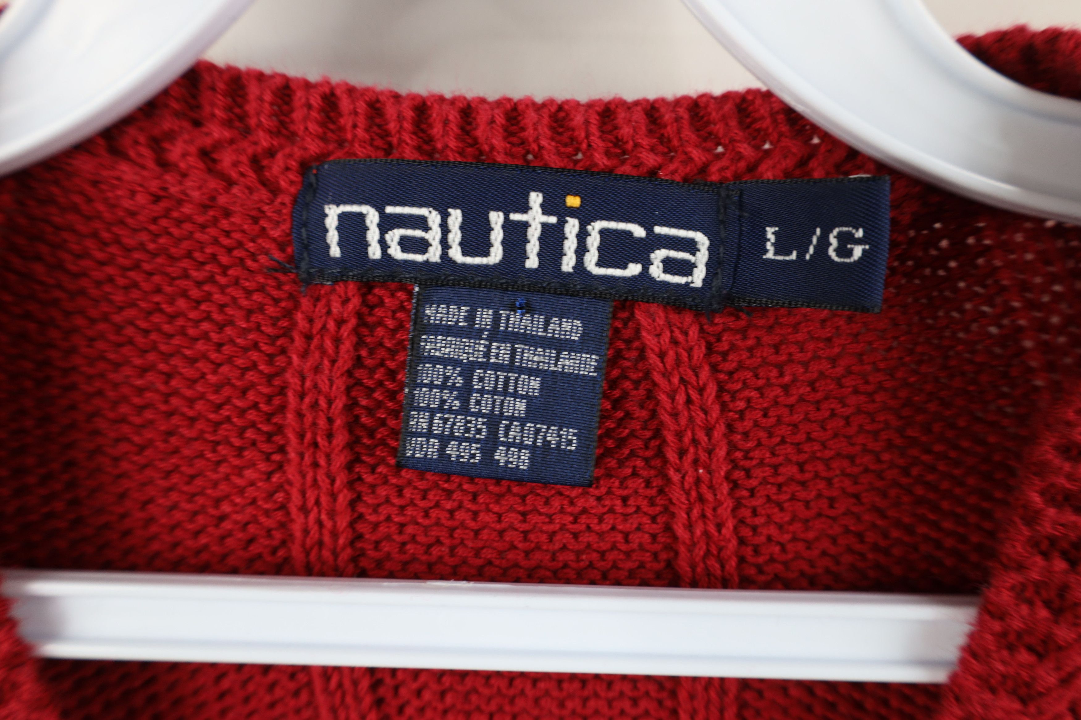 Nautica Vintage 90s Nautica Knit Cardigan Sweater Vest Red Cotton Size US L / EU 52-54 / 3 - 6 Thumbnail