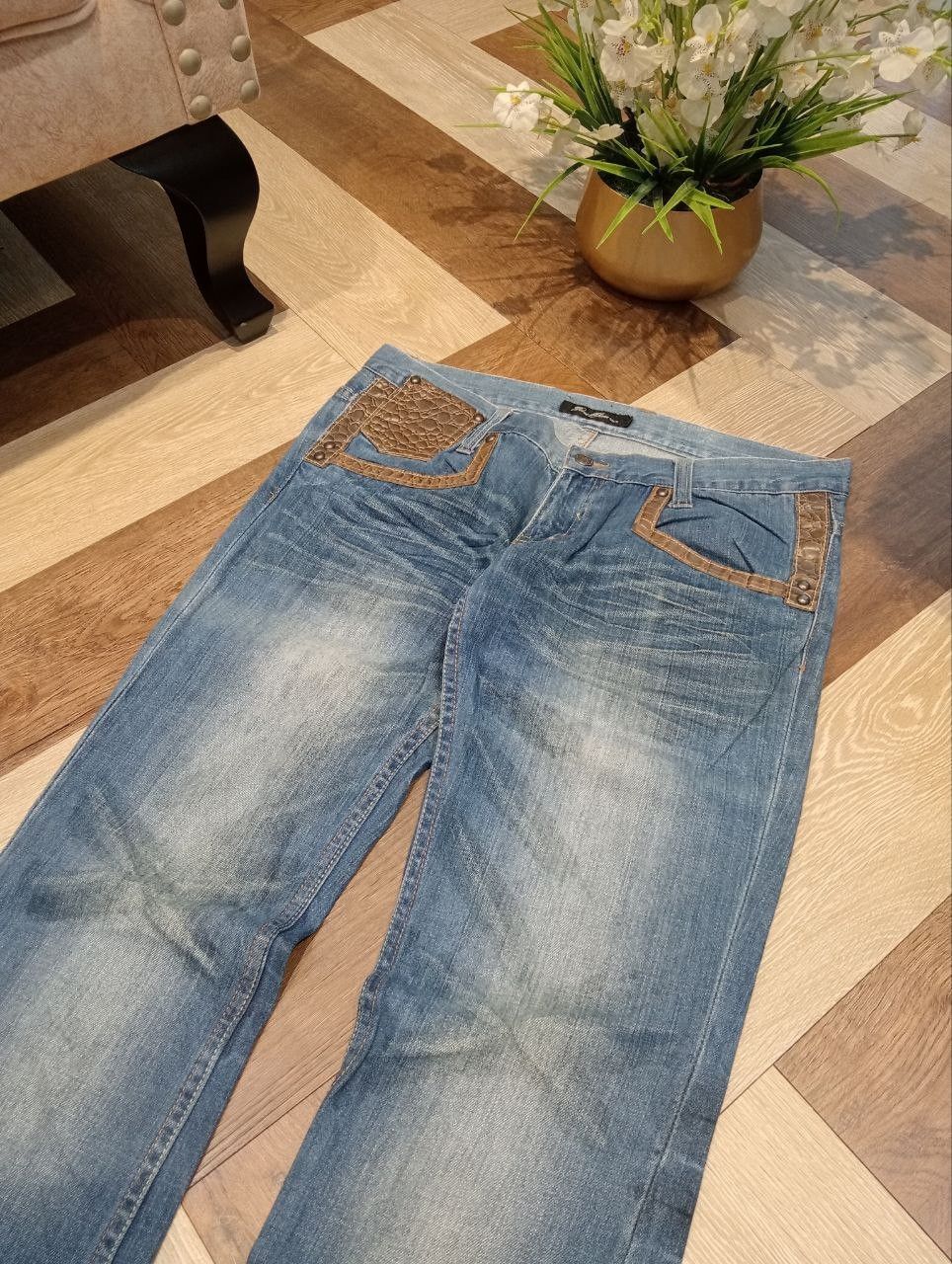 Japanese Brand JAPANESE ROOT THREE BLUE DENIM FLARED PANTS Size US 34 / EU 50 - 4 Thumbnail