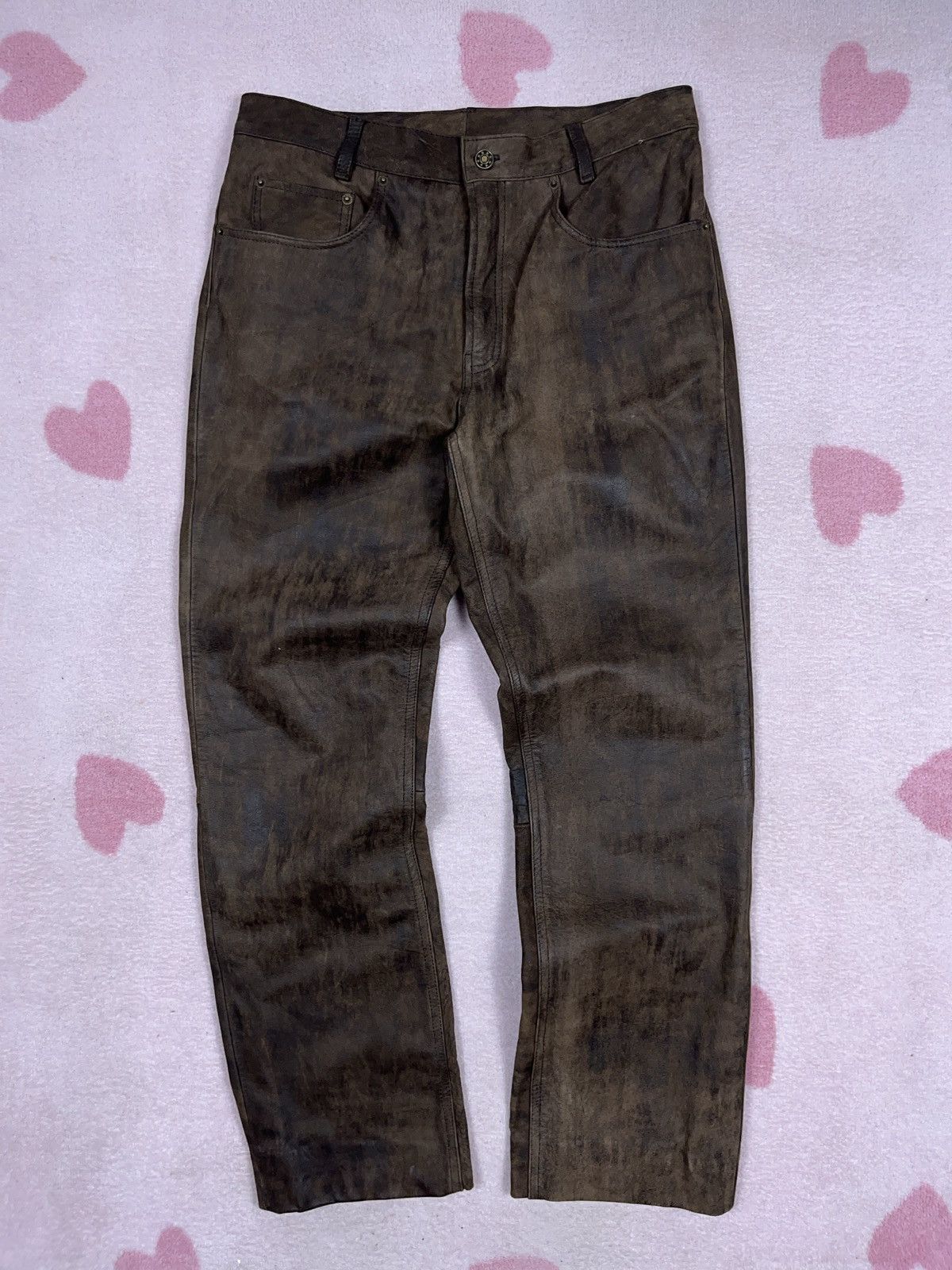 Genuine Leather sick fade vintage brown leather patina avant garde