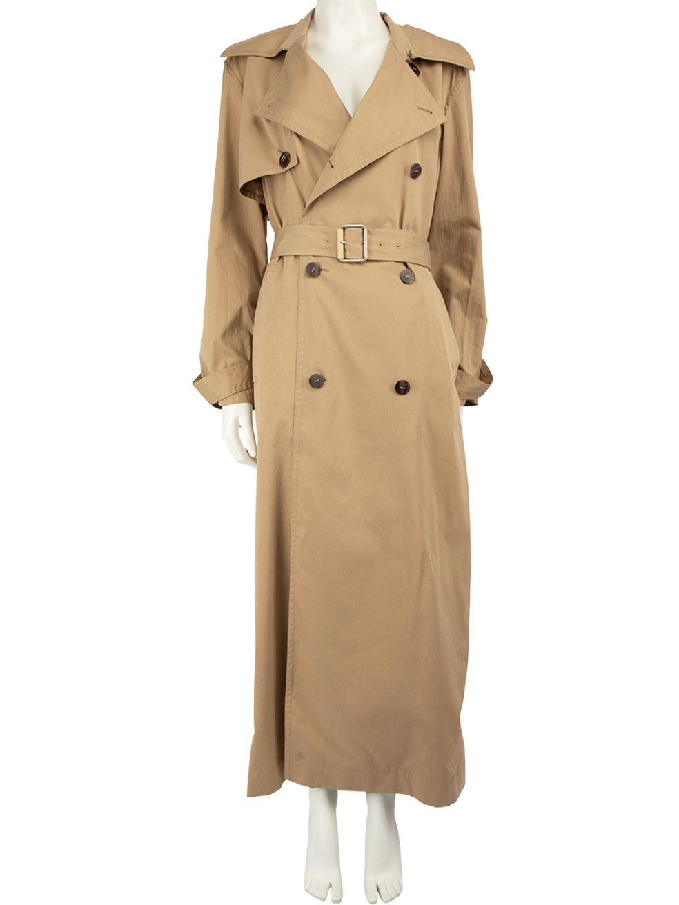 Image of Loewe Fw23 Beige Long Belted Trench Coat, Women's (Size XS)