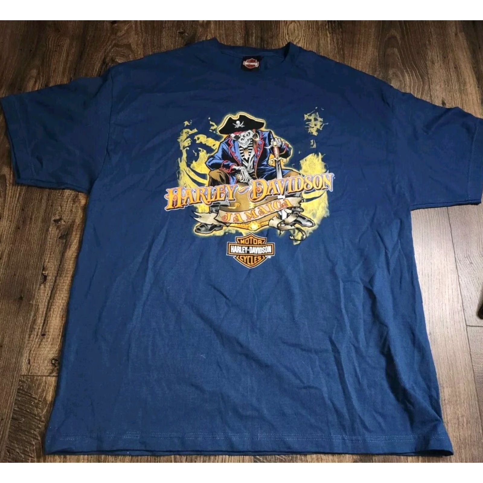 Harley Davidson Harley-Davidson T-Shirt Men 2XL Crew Neck Short Sleeve Double-Sided Jamaica Blue/Black Beards Revenge Biker 90s Theme Shirt Size US XXL / EU 58 / 5 - 2 Thumbnail