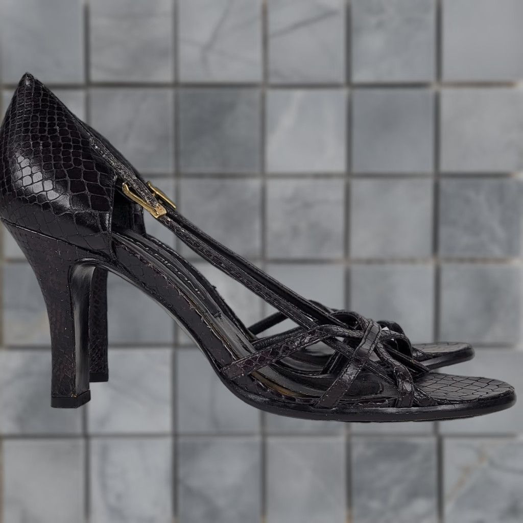 Evan Picone VINTAGE Evan Picone Snakeskin Pumps Women's Size 8 Black Leather Stiletto Heel High 3-3.9in Woman Size US 8 / IT 38 - 1 Thumbnail