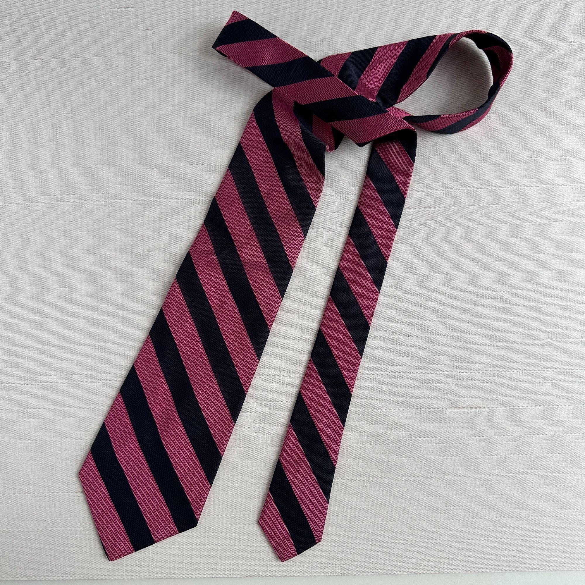 Cremieux Cremieux Pink Black Stripe Tie 57" Size ONE SIZE - 7 Thumbnail