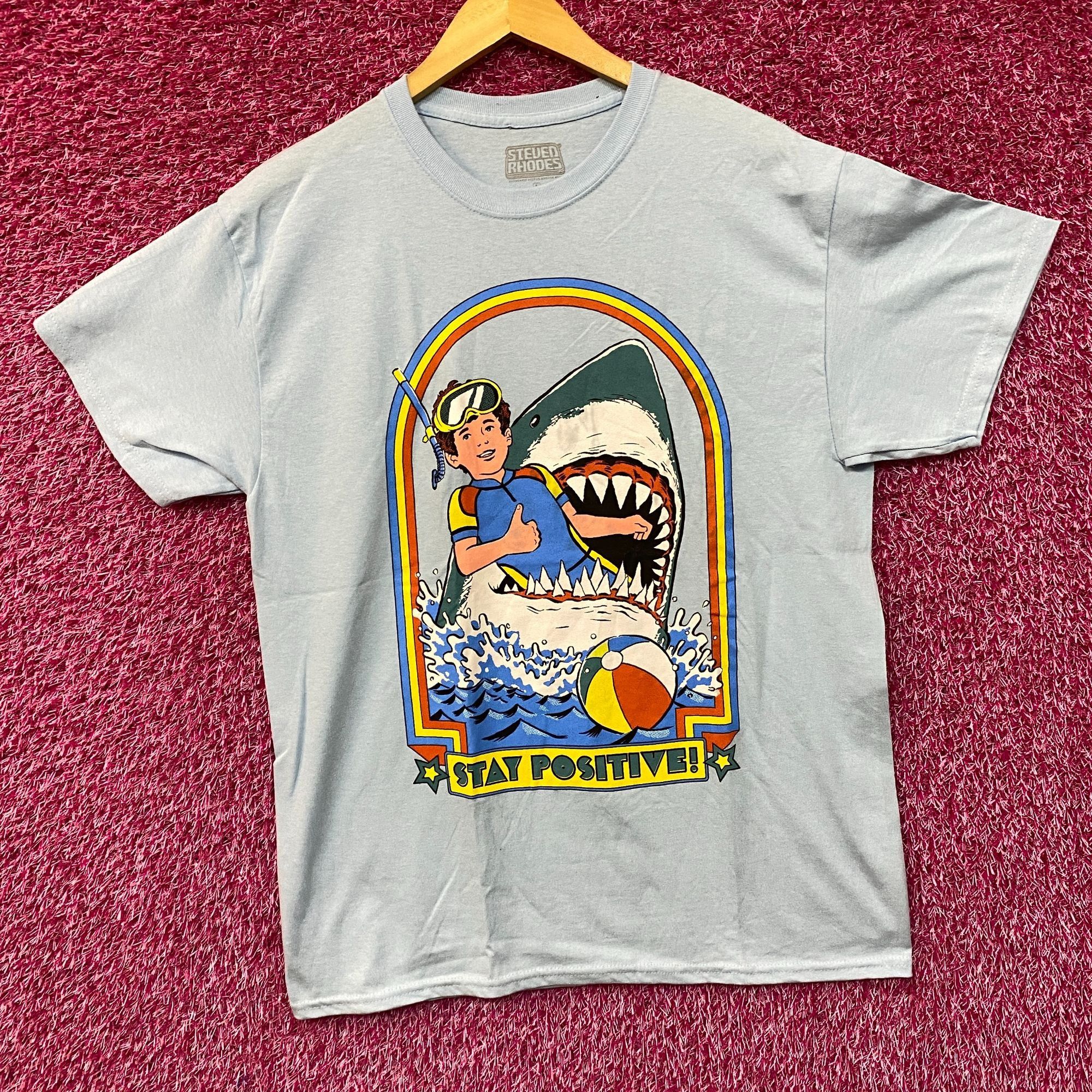 Other Steven Rhodes Stay Positive Shark Attack Cartoon T-Shirt L Size US L / EU 52-54 / 3 - 3 Thumbnail