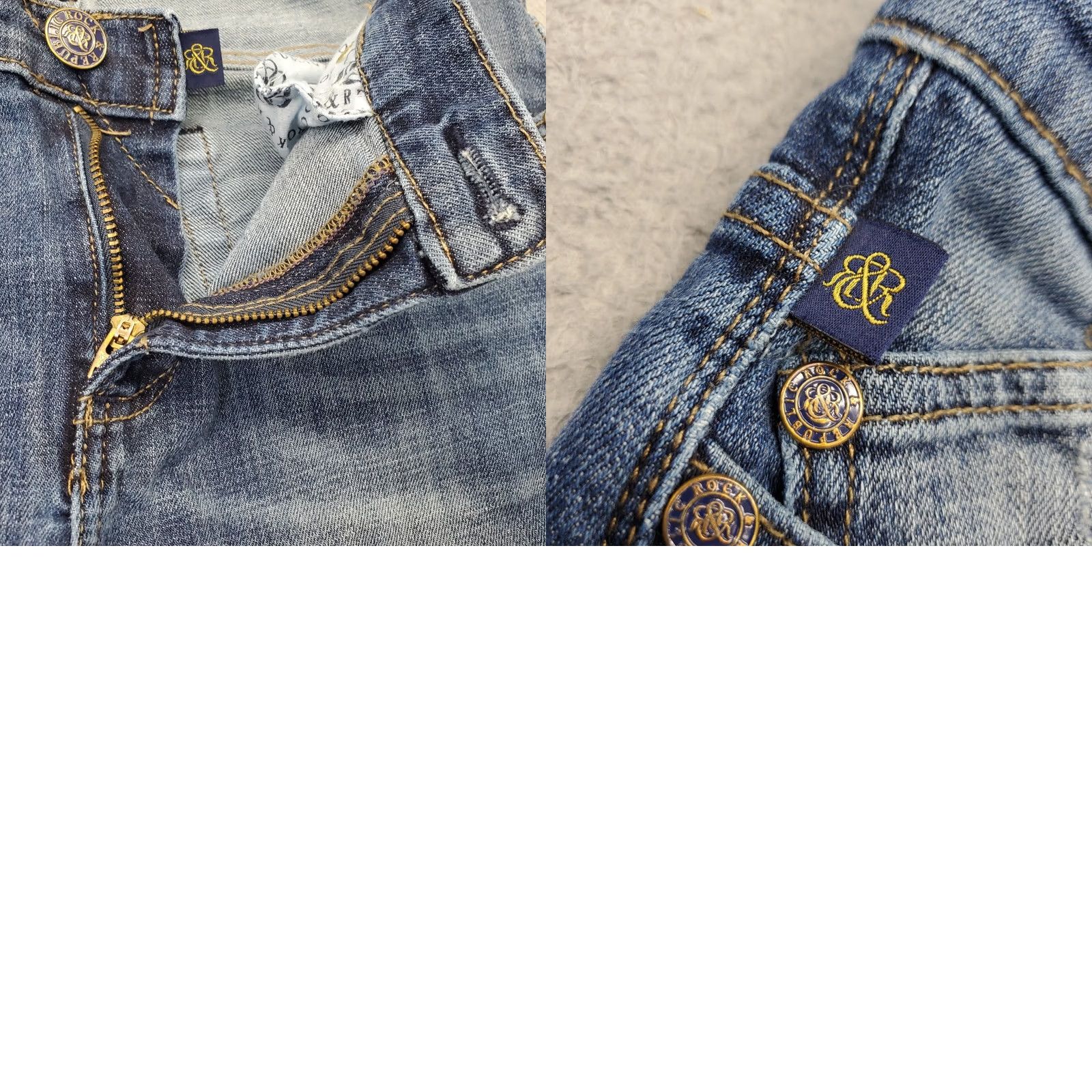 Vintage Rock & Republic Kasandra Jeans Womens Size 10 Blue Denim Bootcut Pocket 5-Pocket Regular Inseam 33.75" Denim Flat Glitter? (No) Size 32" / US 10 / IT 46 - 9 Thumbnail