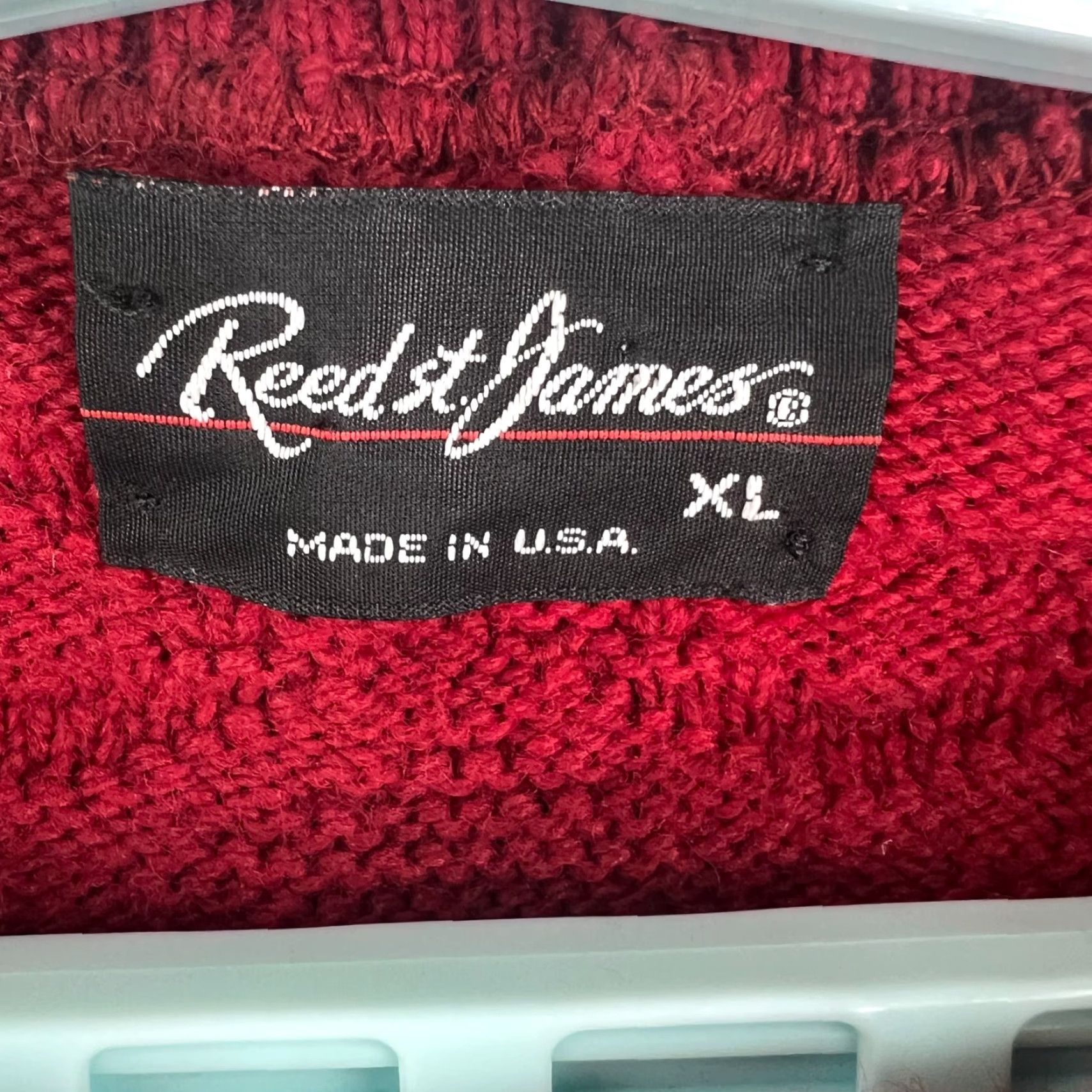 Vintage Reed St. James Mens Sweater Crew Neck Long Sleeve XL Red Geometric Knit 90s Classic Hipster Pullover Knitwear Shirt? Size US XL / EU 56 / 4 - 4 Thumbnail