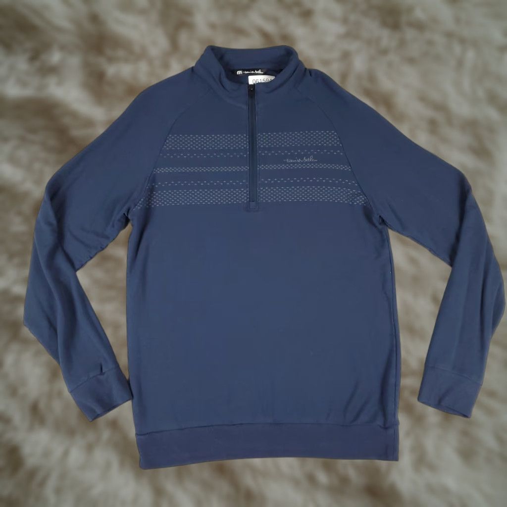 TravisMathew Travis Mathew Mens Size Small Blue 1/4 Zip Pullover Logo Solid Knit Long Sleeve Mock Neck Sweater Size US S / EU 44-46 / 1 - 1 Thumbnail