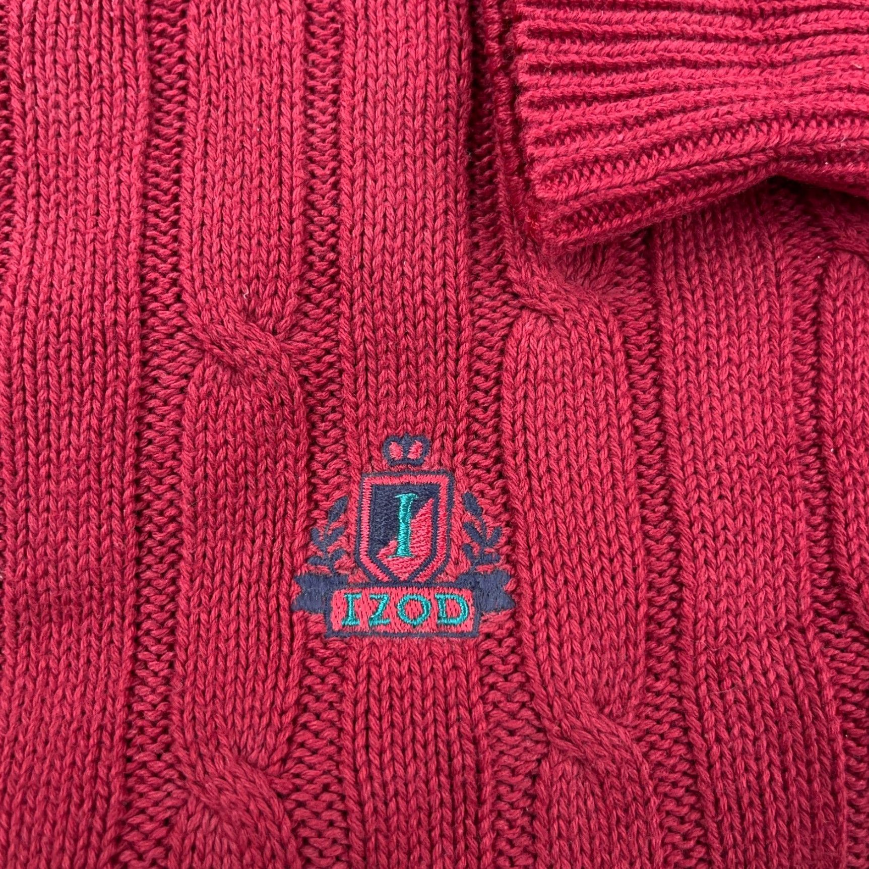 Izod VINTAGE IZOD Sweater Men L Red Cable Knit Crew Neck Golf Grandpa USA 80s Size US L / EU 52-54 / 3 - 5 Thumbnail