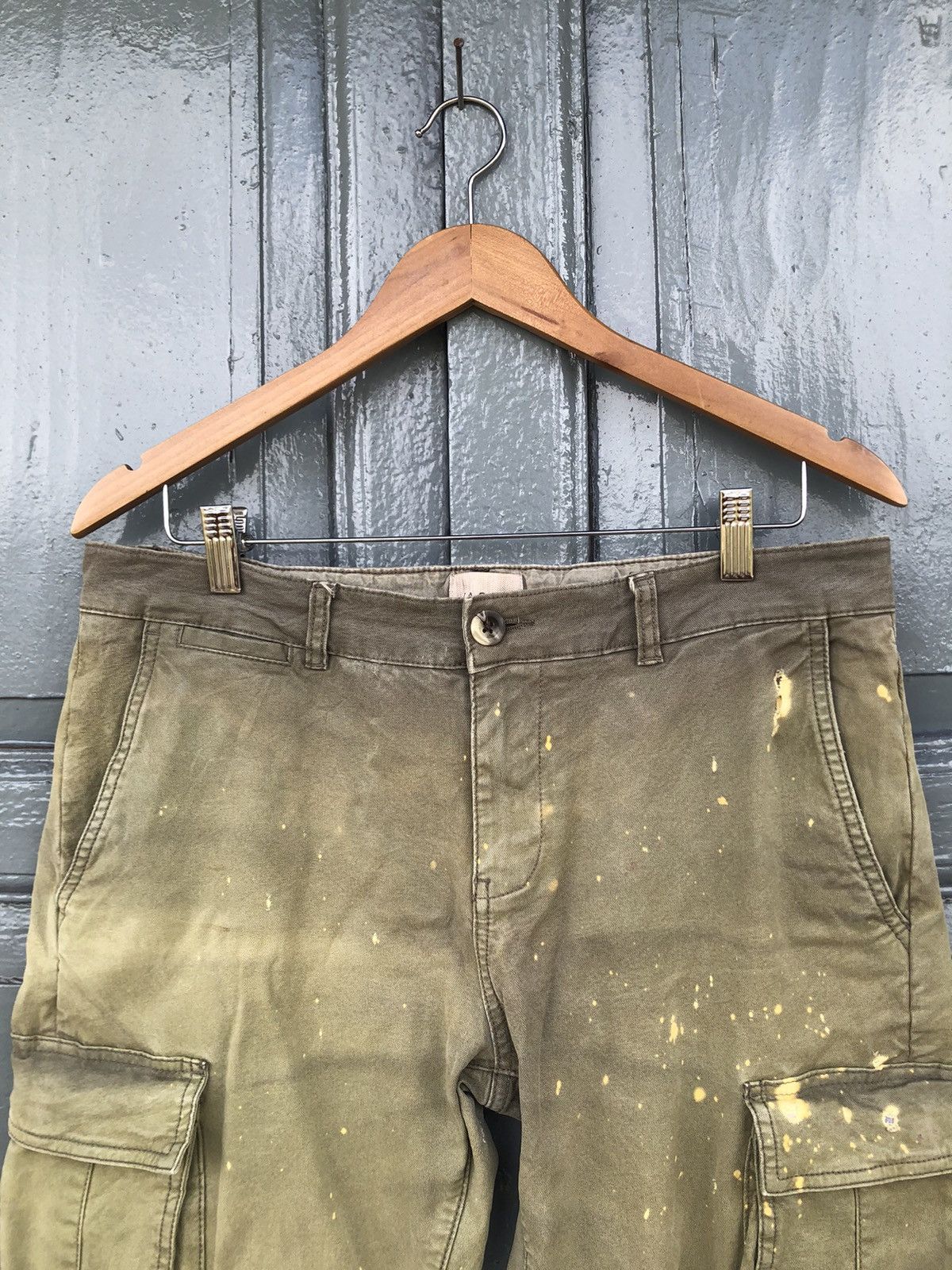 J.A.C.H.S. Mfg. Co. × JACHS NY Jachs olive sun faded Splatter paint Cargo Pants Size US 35 - 3 Thumbnail