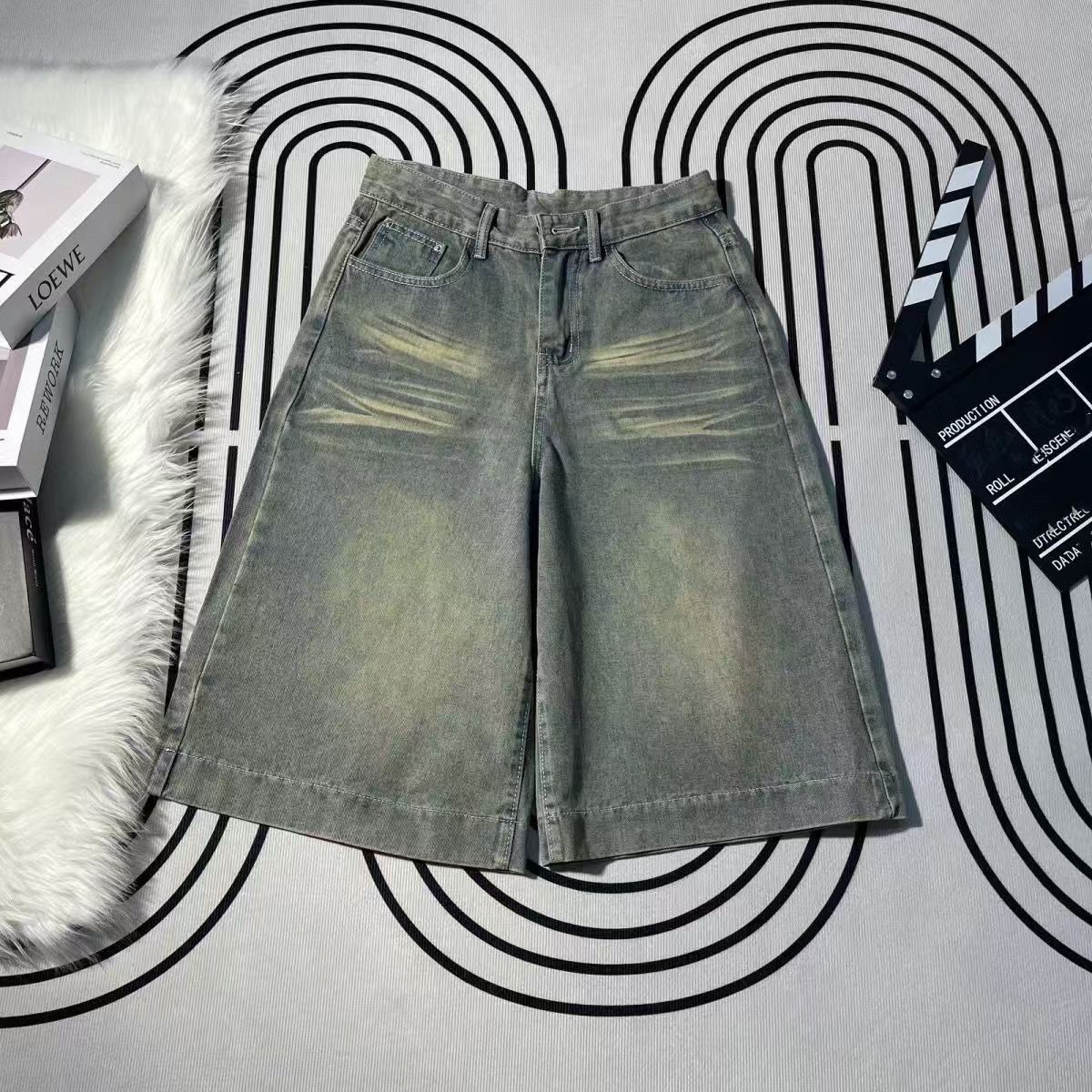 Japanese Brand × Jean Blue washed distressed vintage straight denim shorts Size US 32 / EU 48 - 1 Thumbnail