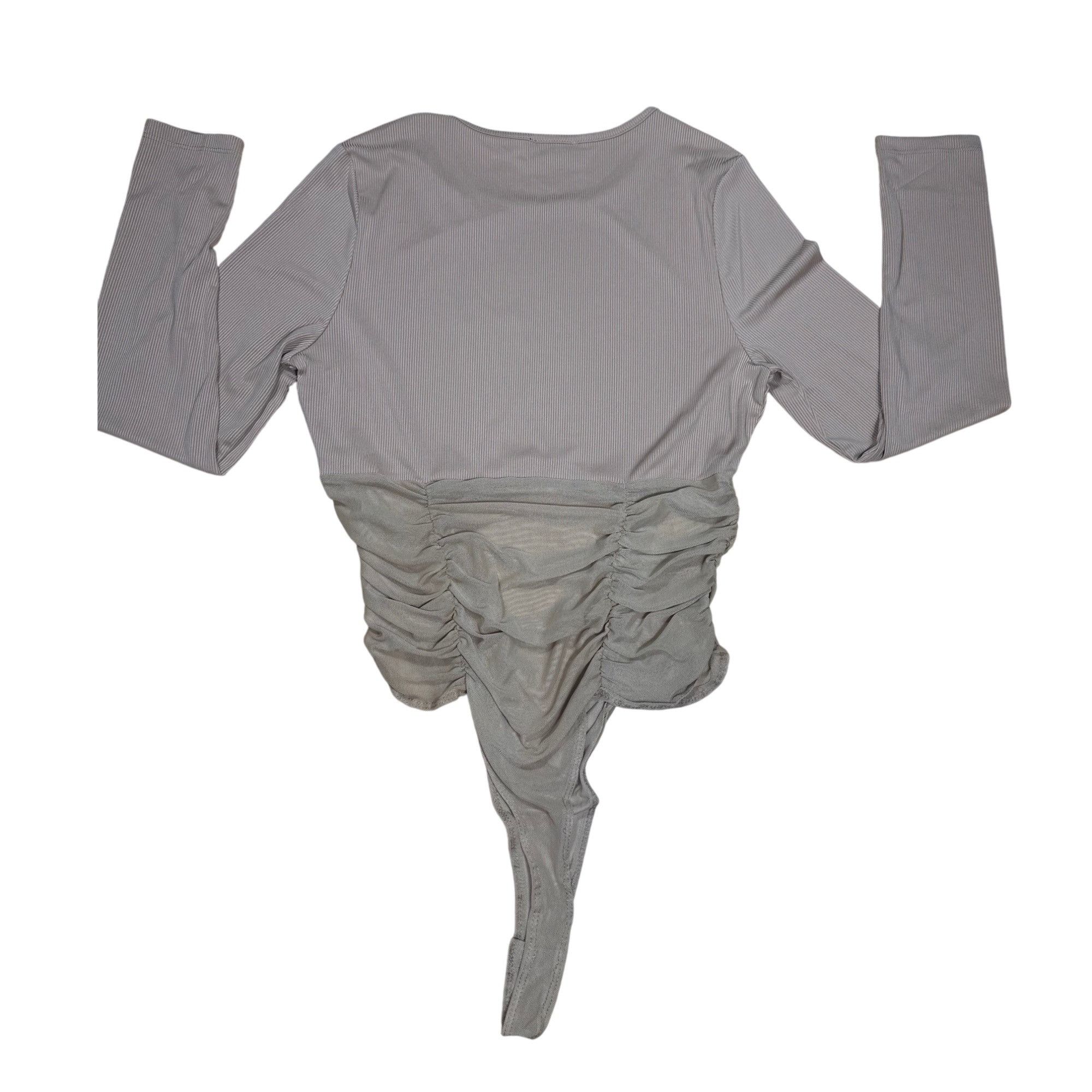 Other Women’s Long Sleeve Ruched Mesh BODYSUIT Beige Size Large Size L / US 10 / IT 46 - 4 Thumbnail