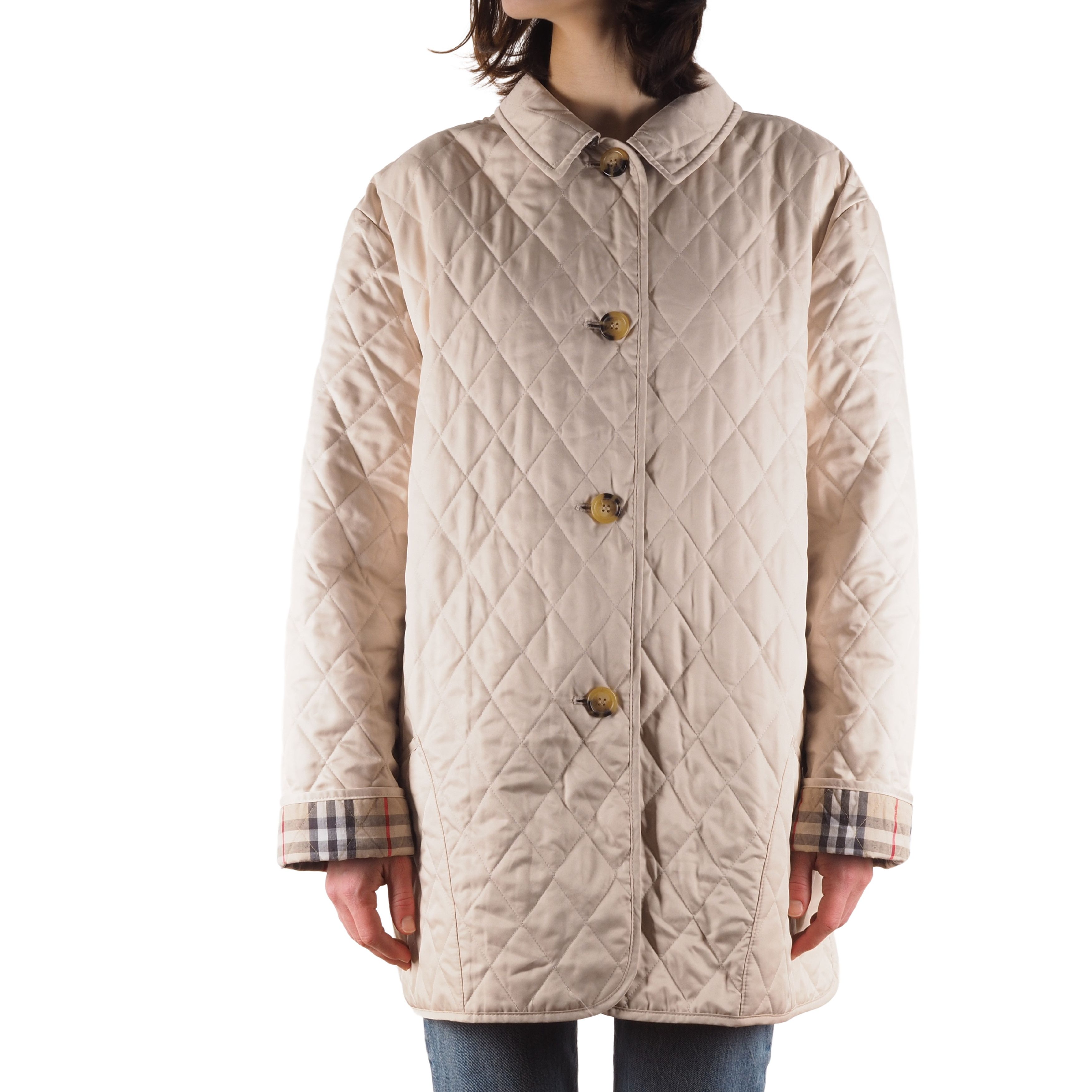 image of Burberry Vintage Women's Beige Diamond Quilted Jacket (Size XL)