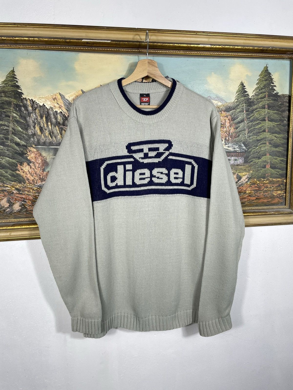Diesel × Japanese Brand × Vintage Diesel Retro 00s Avant Garde Cyber Loose Boxy Jumper Pull Size US XL / EU 56 / 4 - 3 Thumbnail