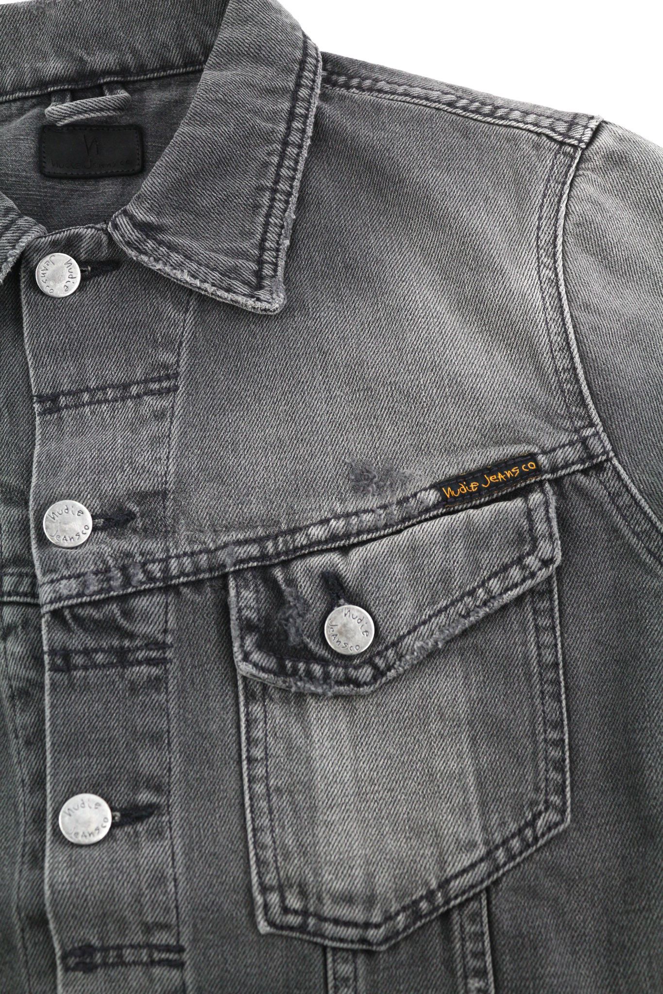 Nudie Jeans BILLY S Shimmering Shist Denim Ripped Grey Jacket 82437 Size US S / EU 44-46 / 1 - 6 Thumbnail
