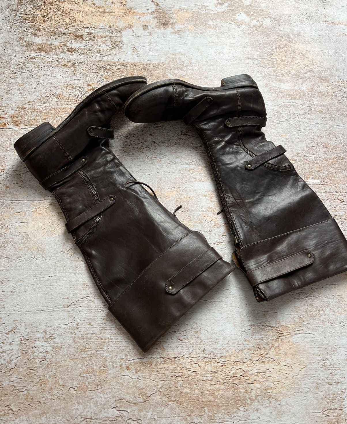 Japanese Brand × Vintage Vintage insane leather multi pocket zipped belted boots Size US 7 / IT 37 - 5 Thumbnail