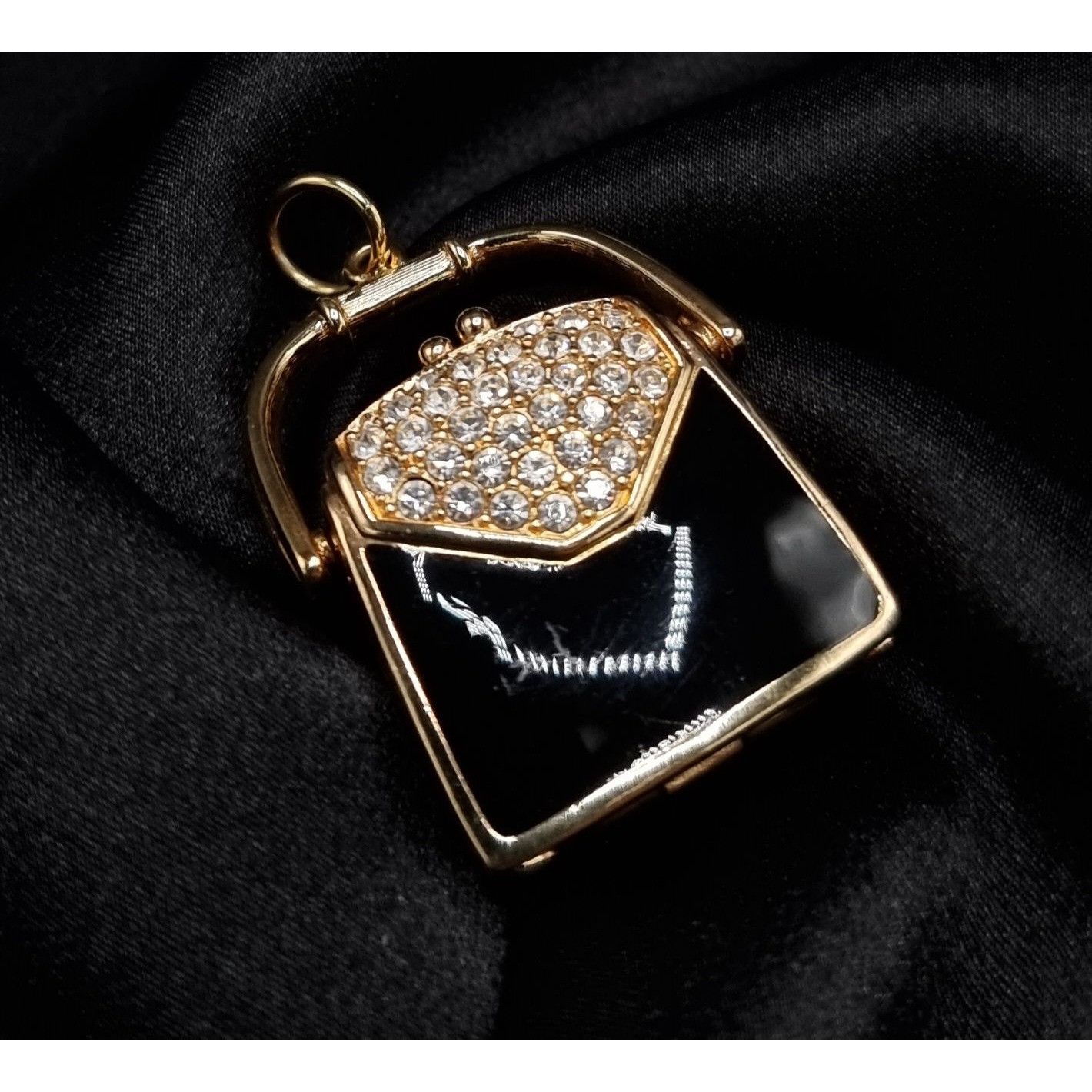 Swarovski Vintage Swarovski 1990s Gold-Tone Handbag Pendant With Black Size ONE SIZE - 1 Thumbnail
