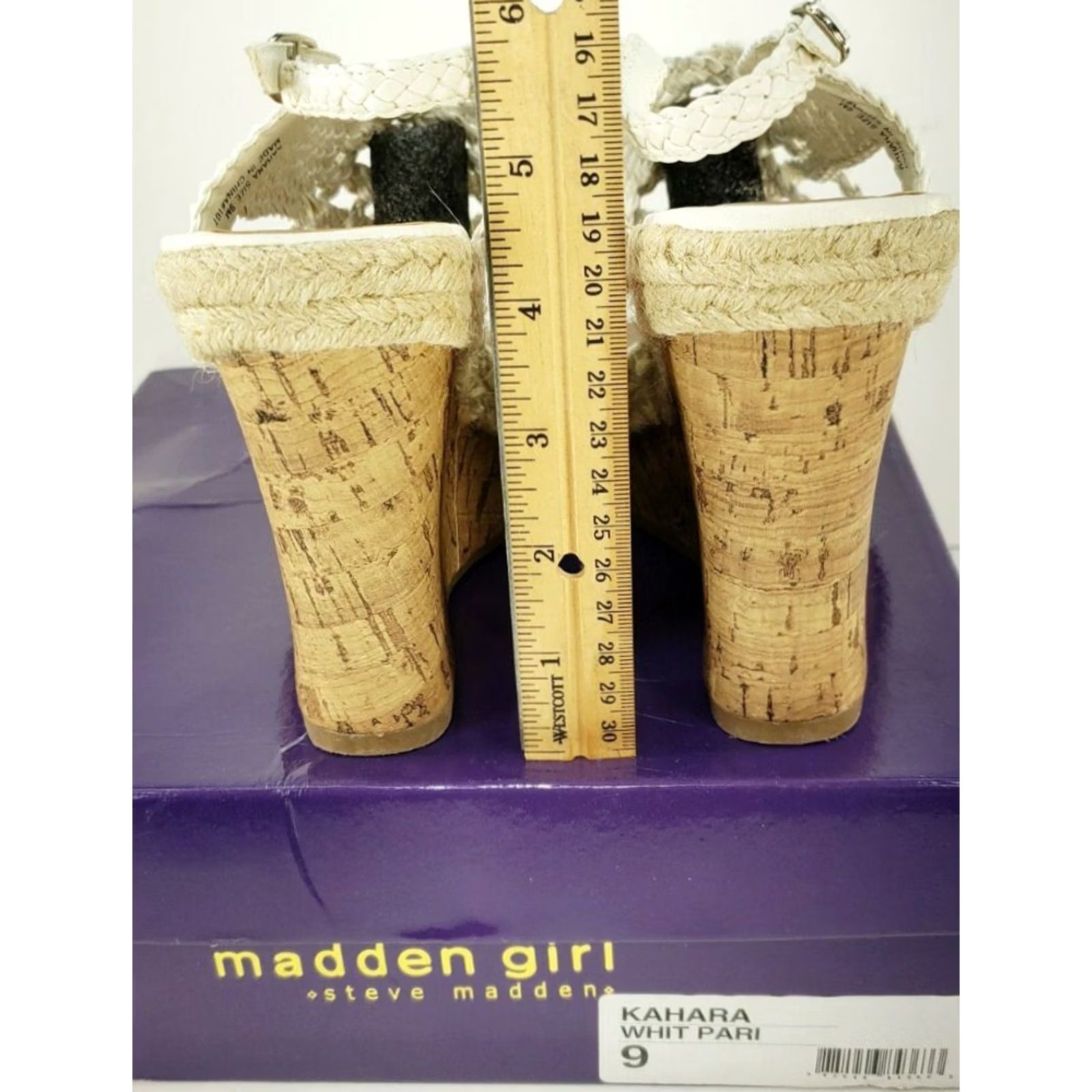 Vintage MADDEN GIRL Kahara Wedge Sandal Women’s Size 9M White New with Box Buckle Ankle Strap Comfort Size US 9 / IT 39 - 5 Thumbnail