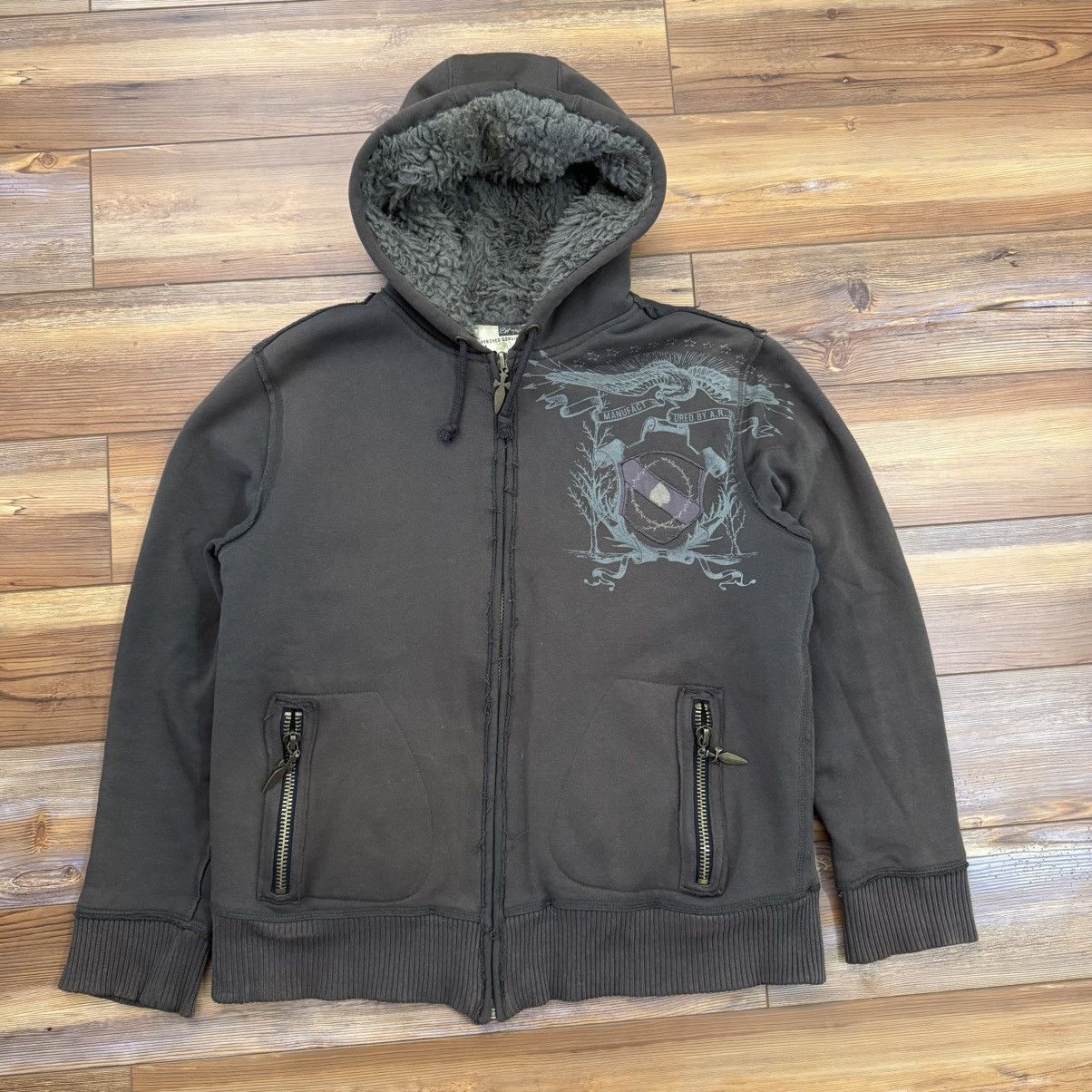 Other Vintage Brown Green Sherpa Lined Grunge Punk Zip Sweatshirt Size US L / EU 52-54 / 3 - 1 Thumbnail