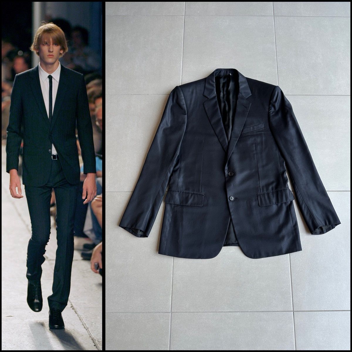 Dior × Hedi Slimane Dior Homme SS07 Glossy super 100’s wool blazer Size US M / EU 48-50 / 2 - 1 Thumbnail